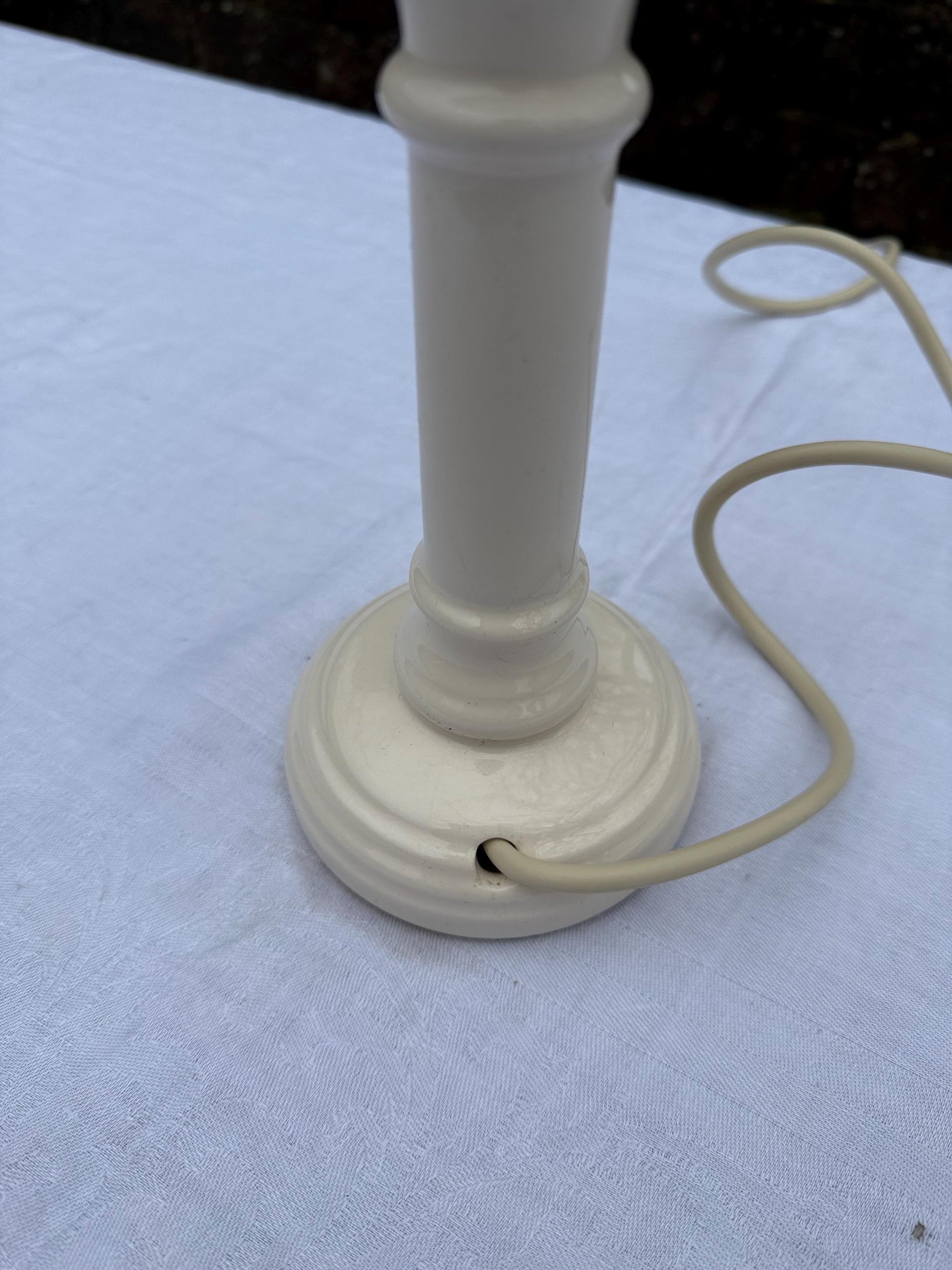 Vintage M&S Cream Candlestick Table Lamp - Marks and Spencer lamp, PAT tested