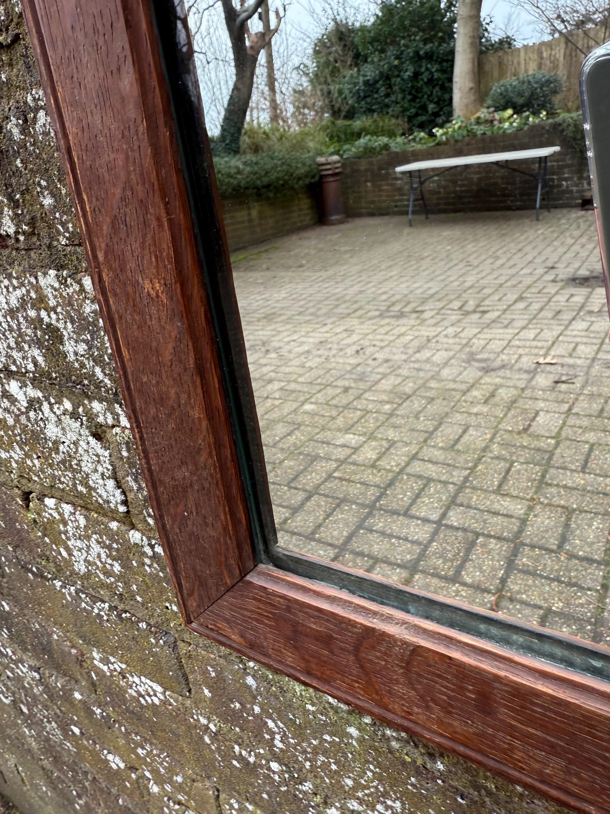 Antique vintage mirror, small mirror, wooden frame and ready to hang 28.5cm x 33.5cm