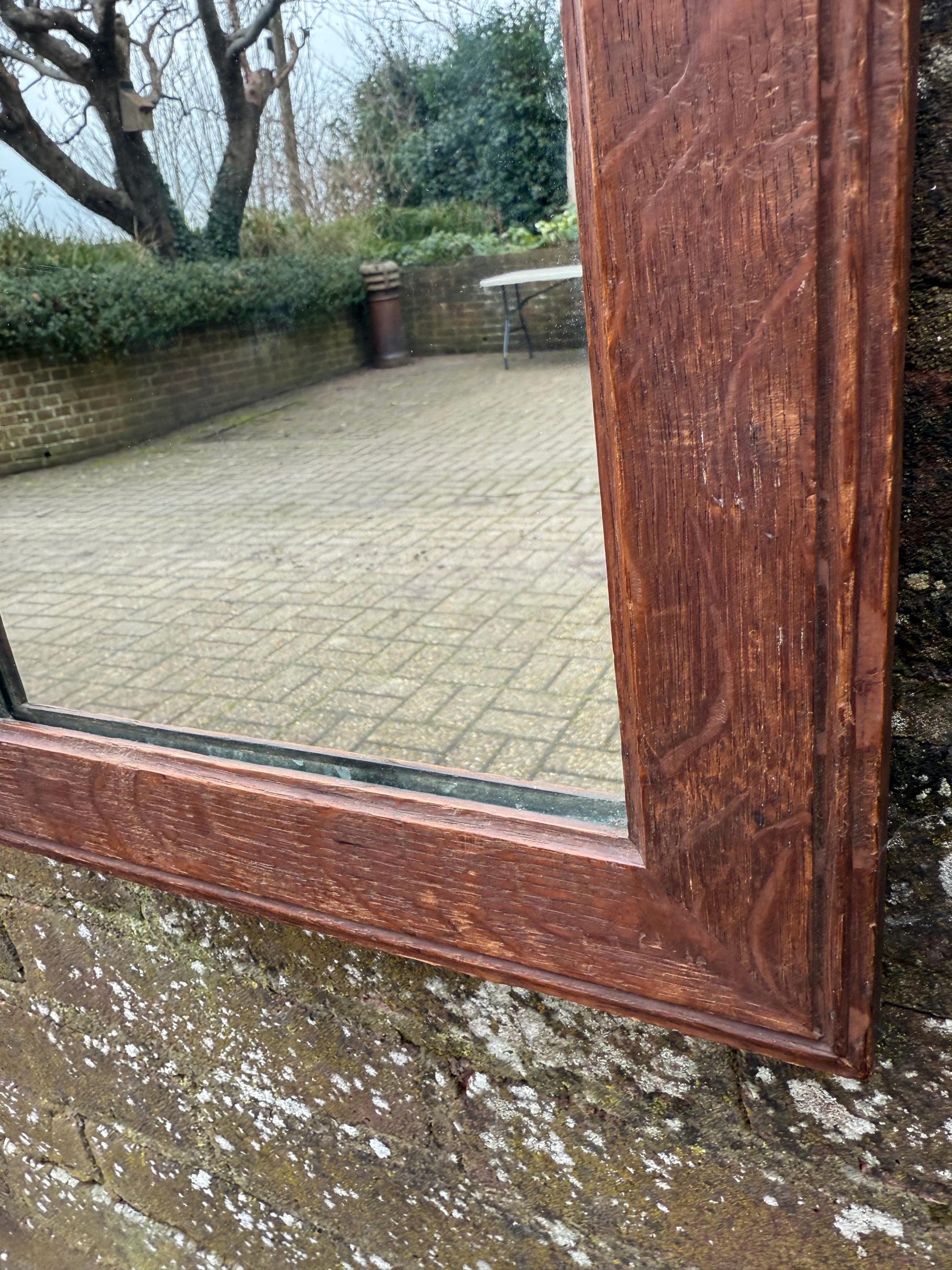 Antique vintage mirror, small mirror, wooden frame and ready to hang 28.5cm x 33.5cm