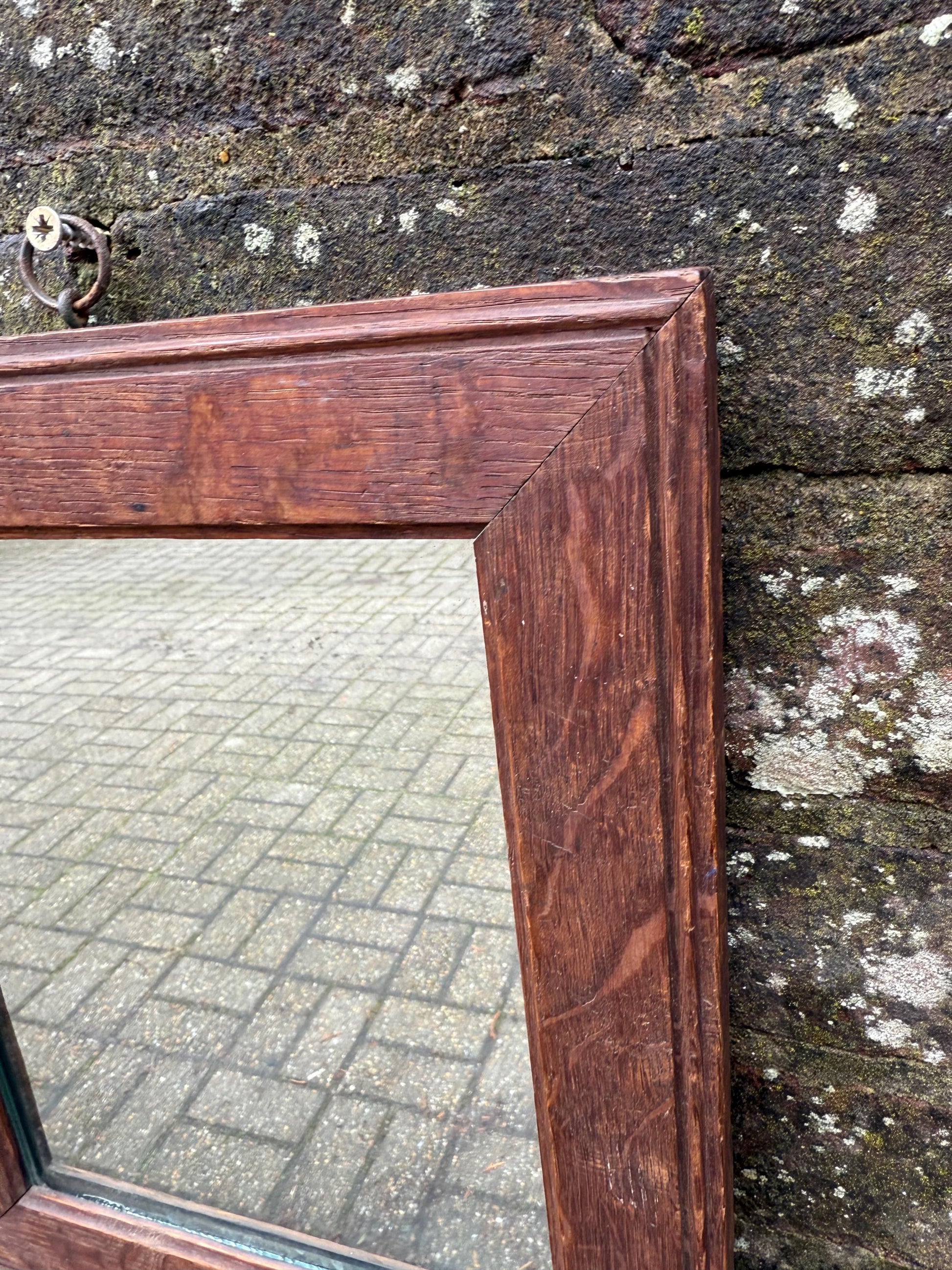 Antique vintage mirror, small mirror, wooden frame and ready to hang 28.5cm x 33.5cm
