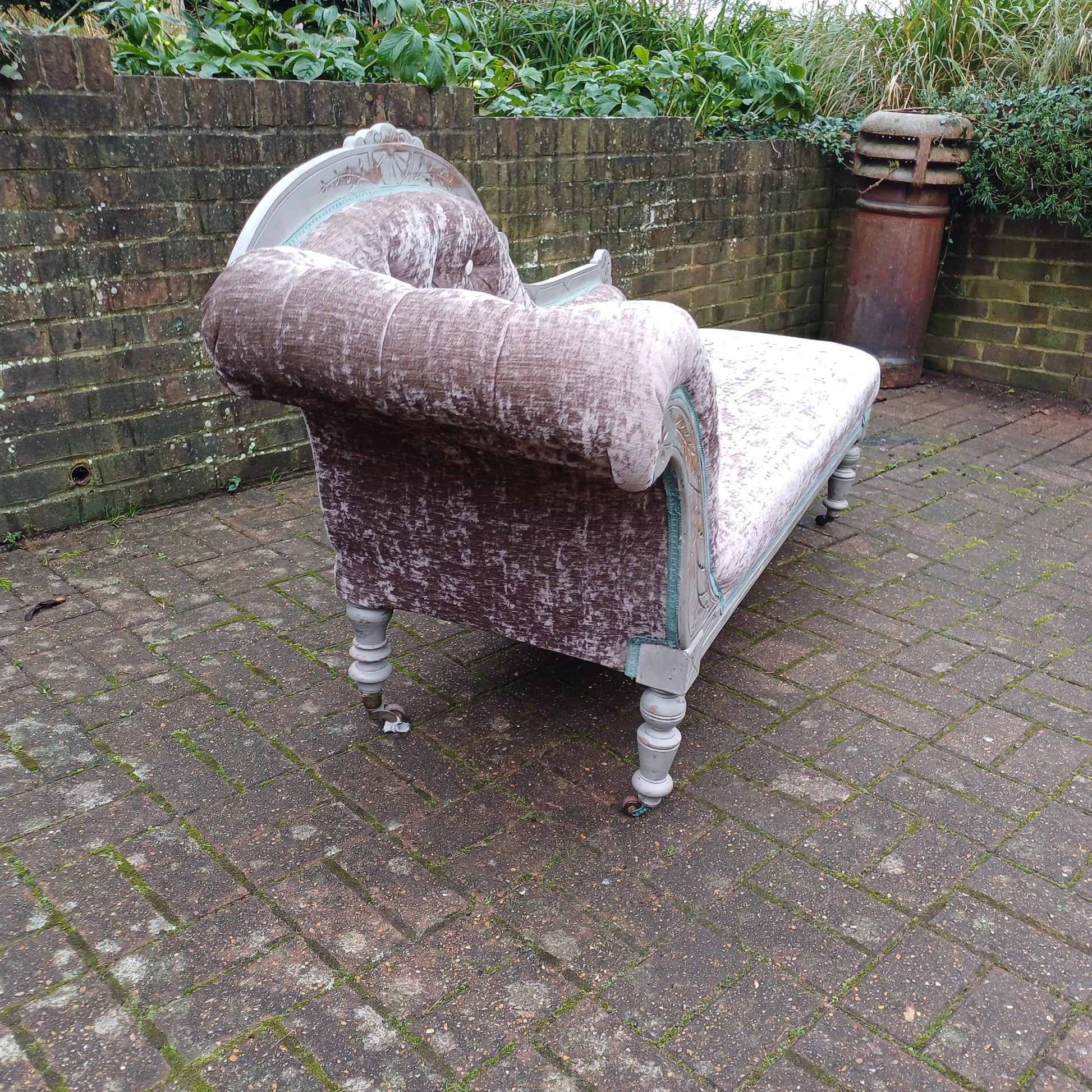 Grand Imposing Top Quality Bespoke Upcycled Vintage Painted and re-Upholstered Chaise Longue FREE HAND Delivery