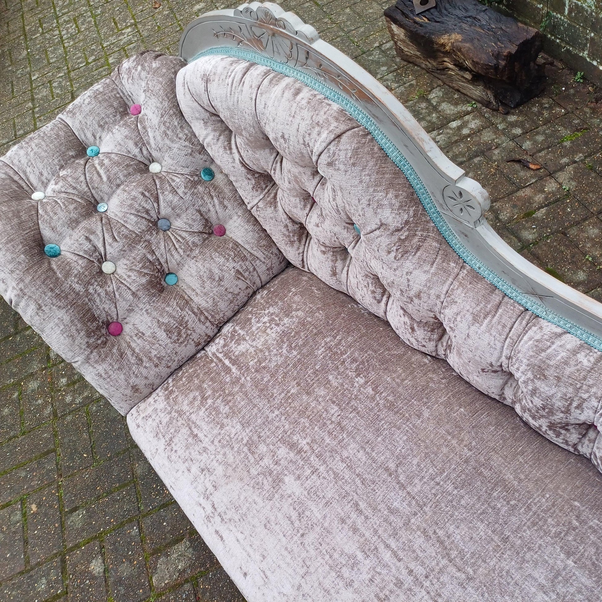 Grand Imposing Top Quality Bespoke Upcycled Vintage Painted and re-Upholstered Chaise Longue FREE HAND Delivery