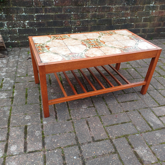 Made in Denmark Vintage Retro Mid-Century Tile Top Coffee Table with Magazine Rack Platform FREE HAND Delivery