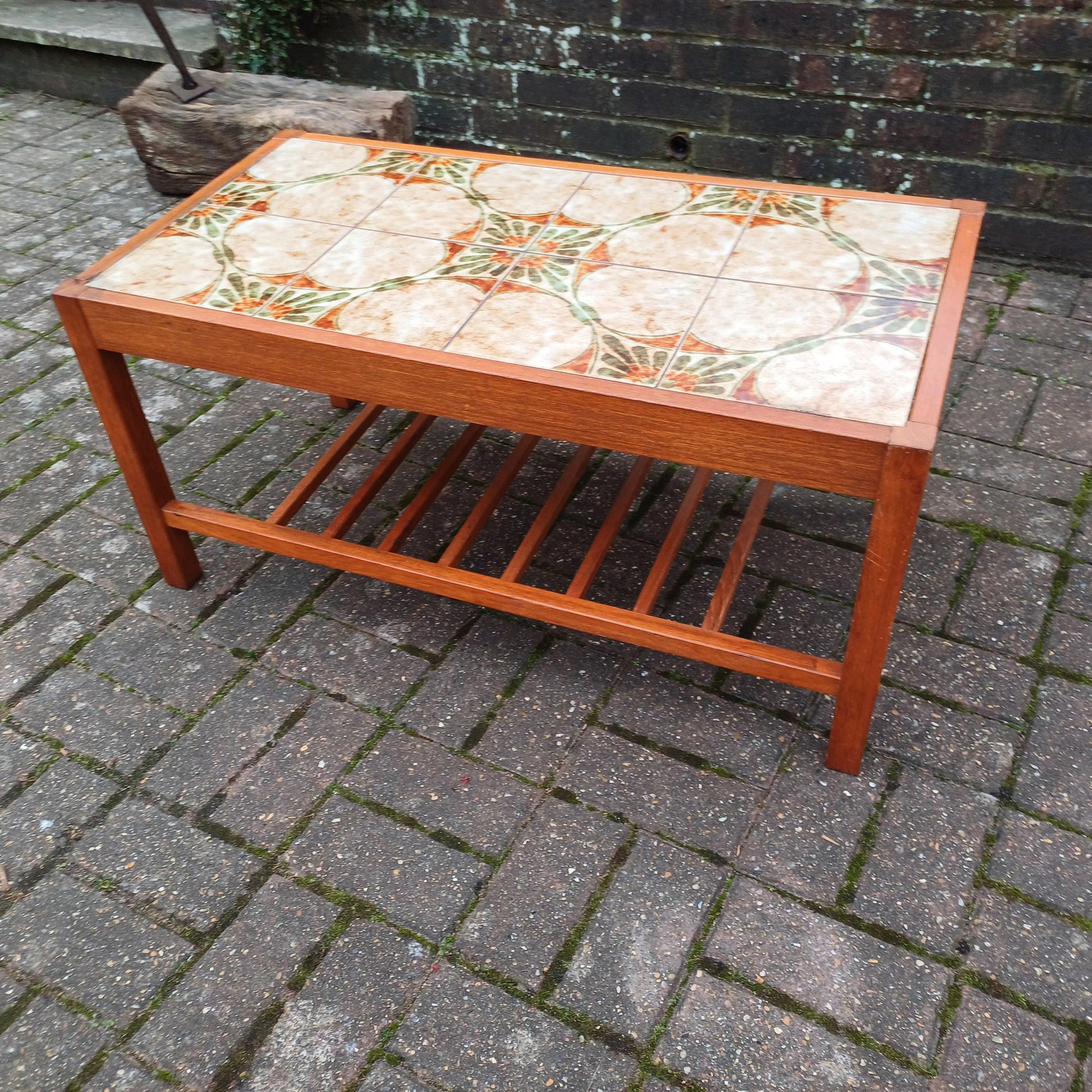 Made in Denmark Vintage Retro Mid-Century Tile Top Coffee Table with Magazine Rack Platform FREE HAND Delivery