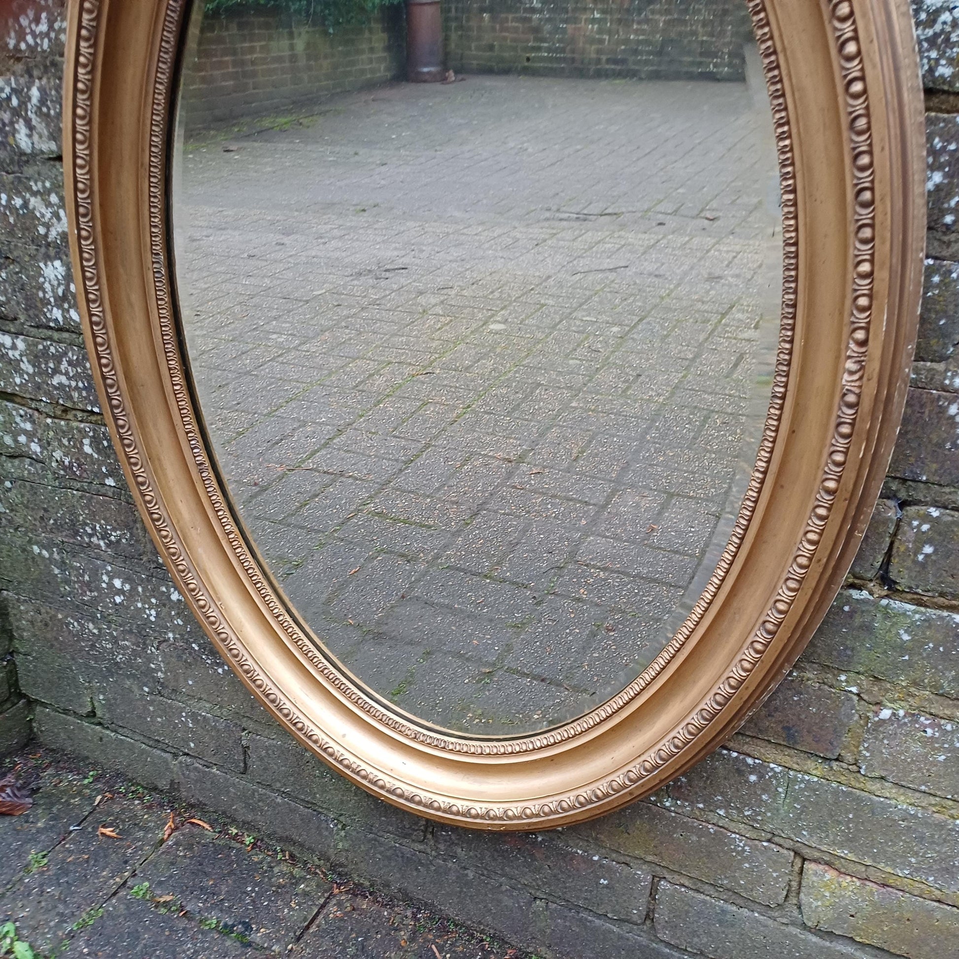 Huge Imposing Gold Gilt Vintage Late Victorian Oval Mirror FREE HAND Delivery.