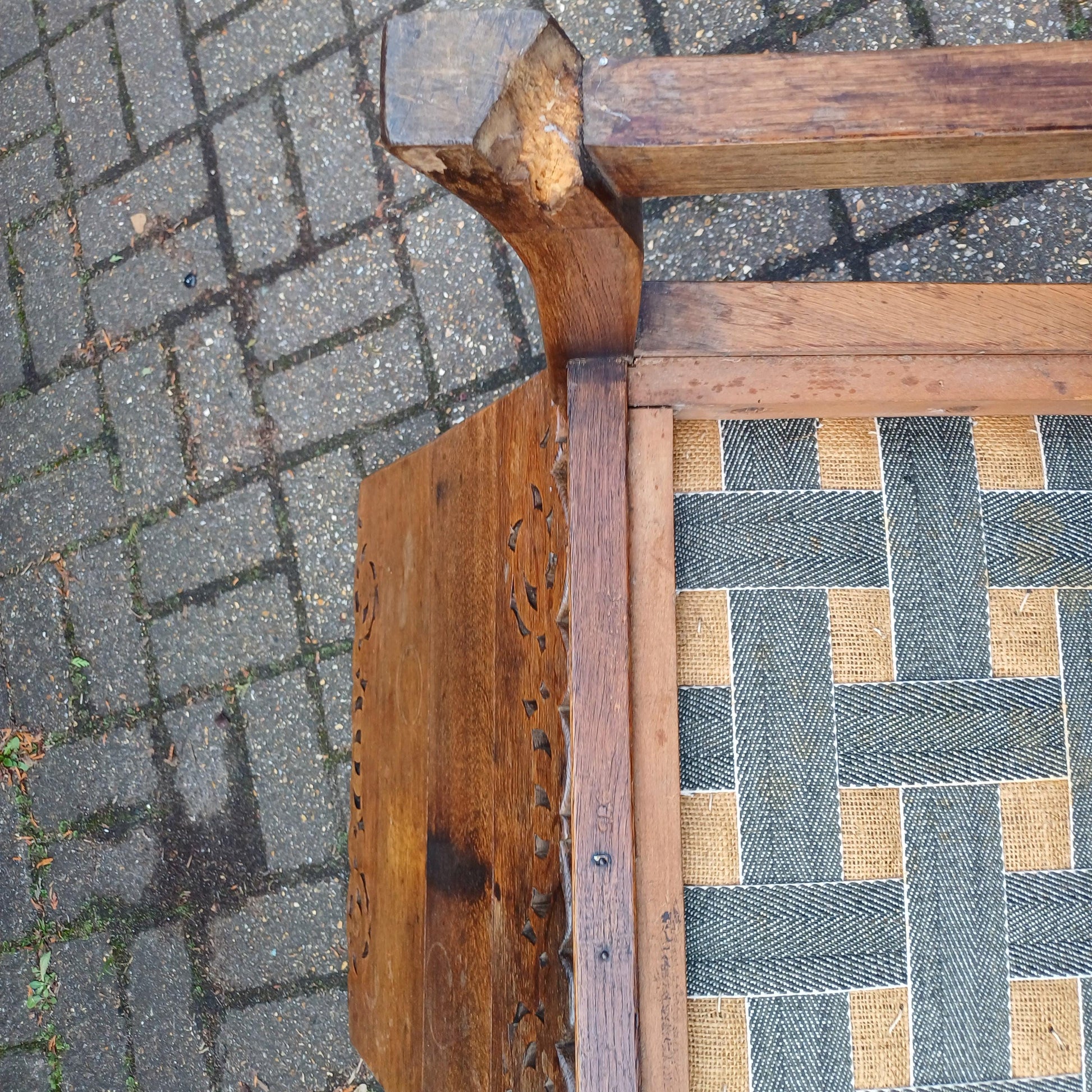 Pair of Solid Oak Monks Bench Upholstered Occasional Chairs Tables Side Chair Table FREE HAND Delivery
