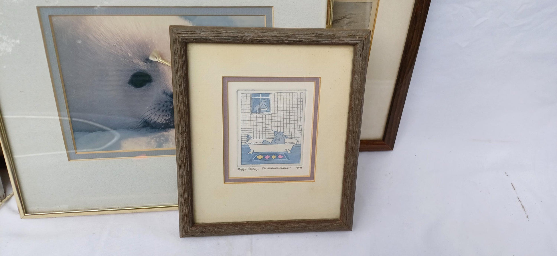 Collection of 6 Vintage Pictures Picture with Mounts Frames Framing Glazed with Boarded Backings Frame Artist Upcycling Project Photograph