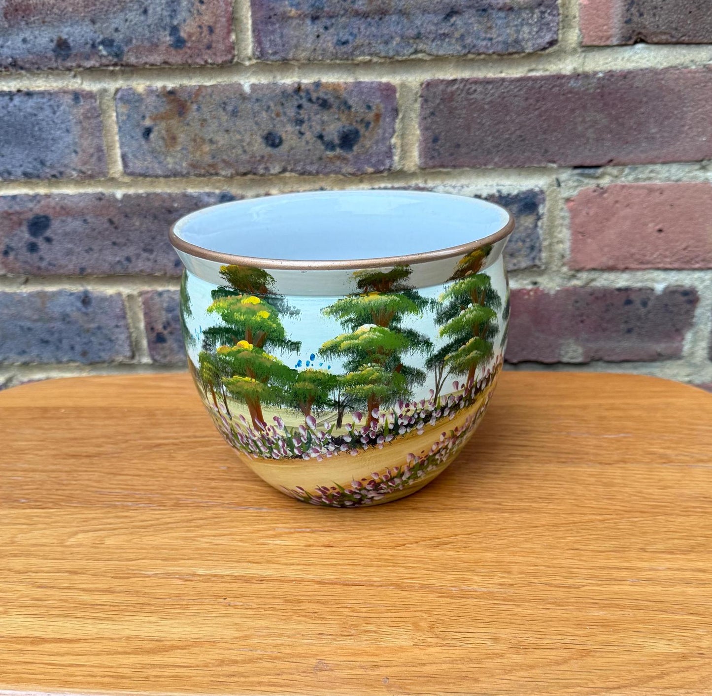 vintage Kewdos pot plant holder or plant pot. Indoor planter in pottery made by kewdos, hand painted