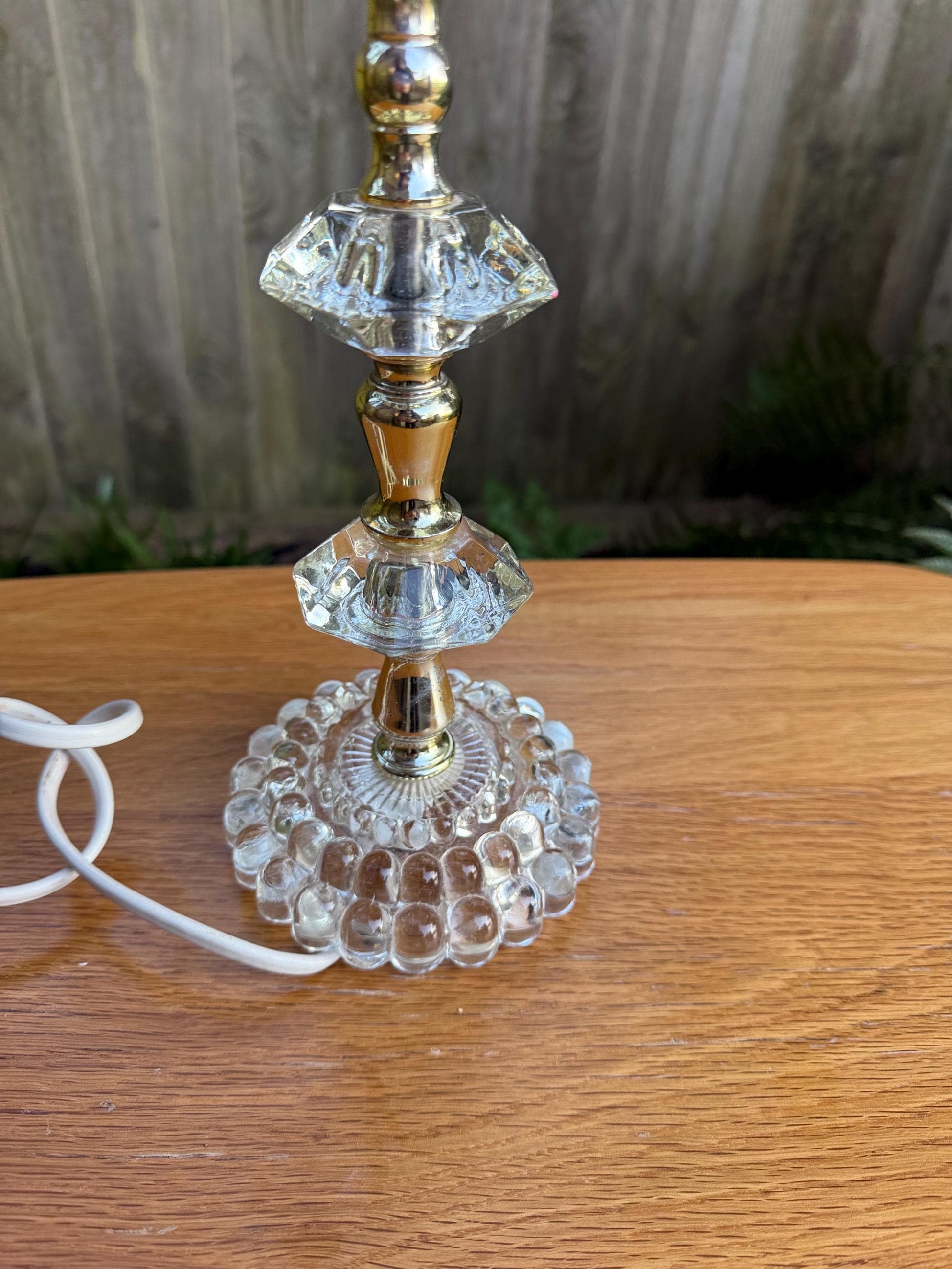 Small vintage retro table lamp - glass and metal - tested, working