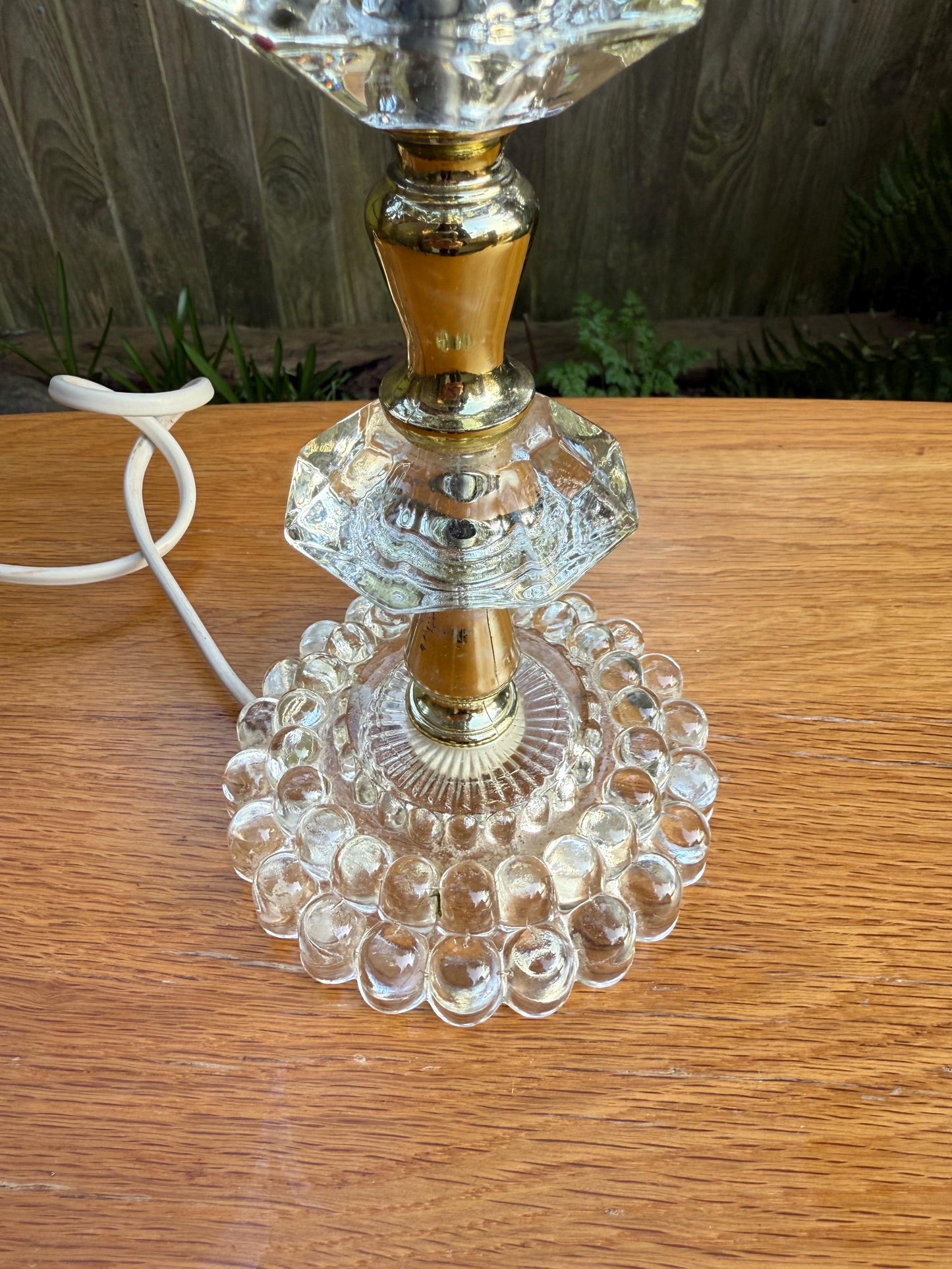 Small vintage retro table lamp - glass and metal - tested, working