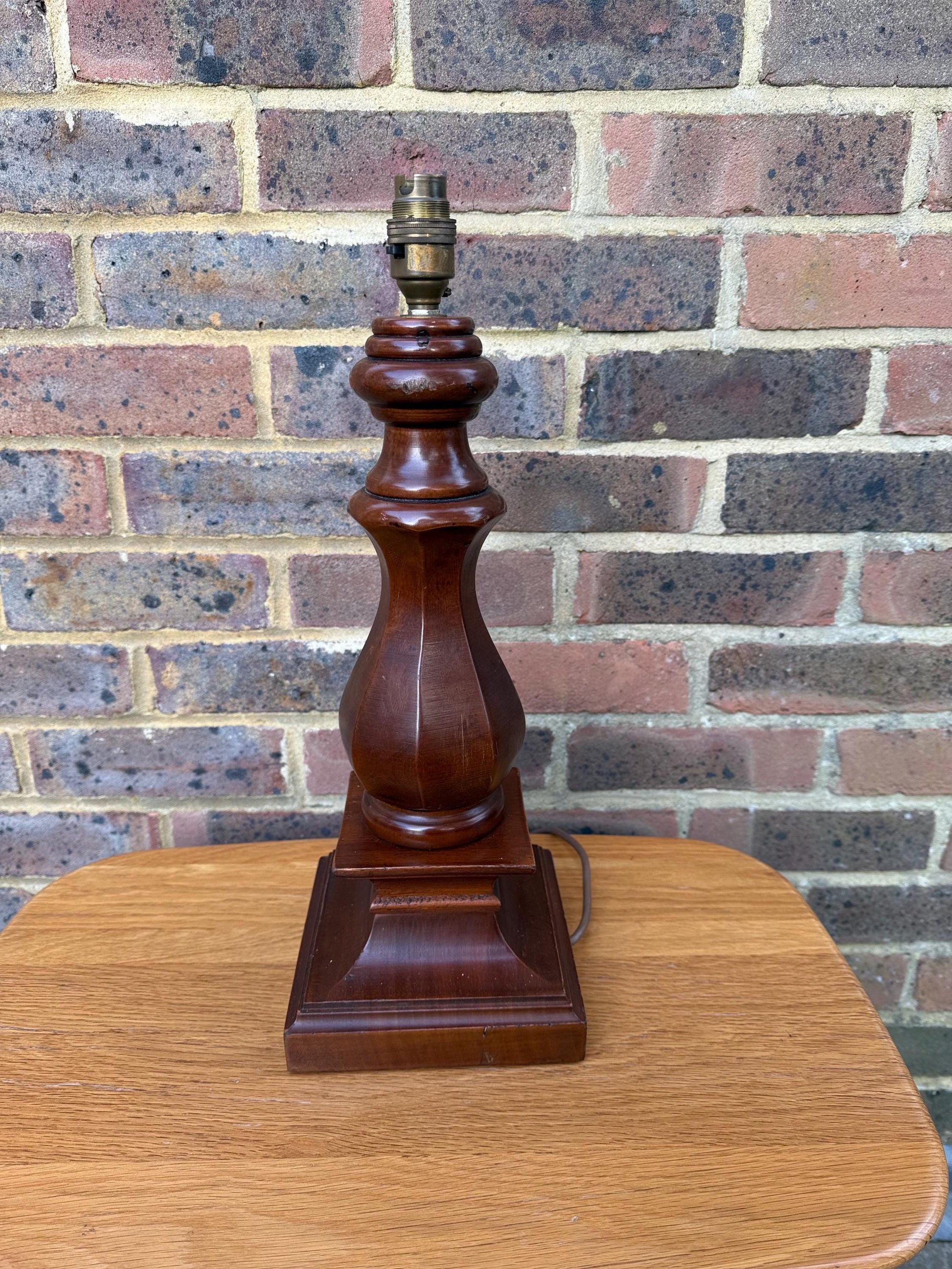 Chunky Wooden Vintage Retro Table Lamp - working, PAT tested 43cm tall