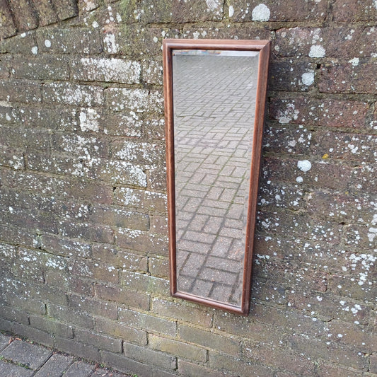 Vintage Antique Long Thin Mahogany Wall Mirror.