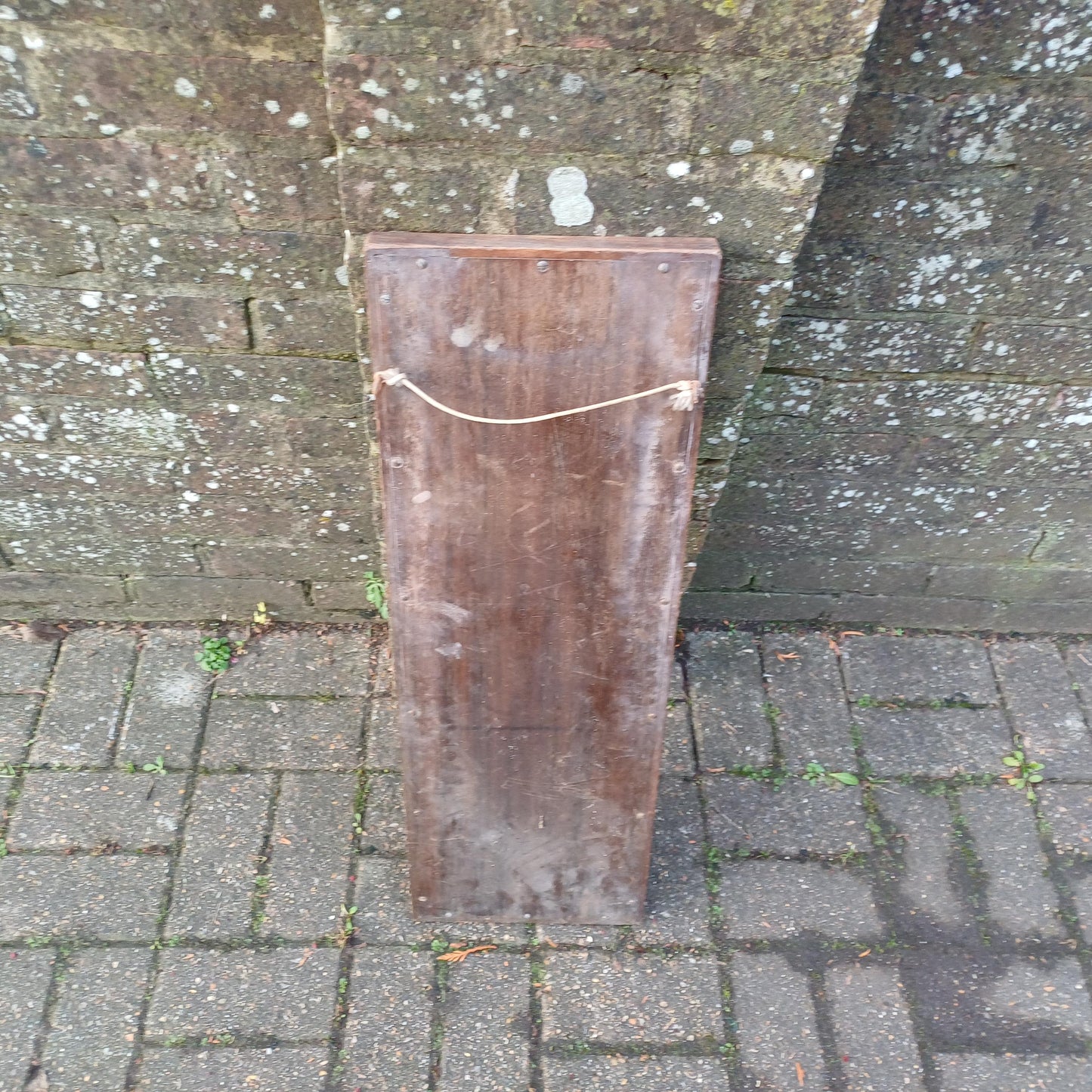 Vintage Antique Long Thin Mahogany Wall Mirror.