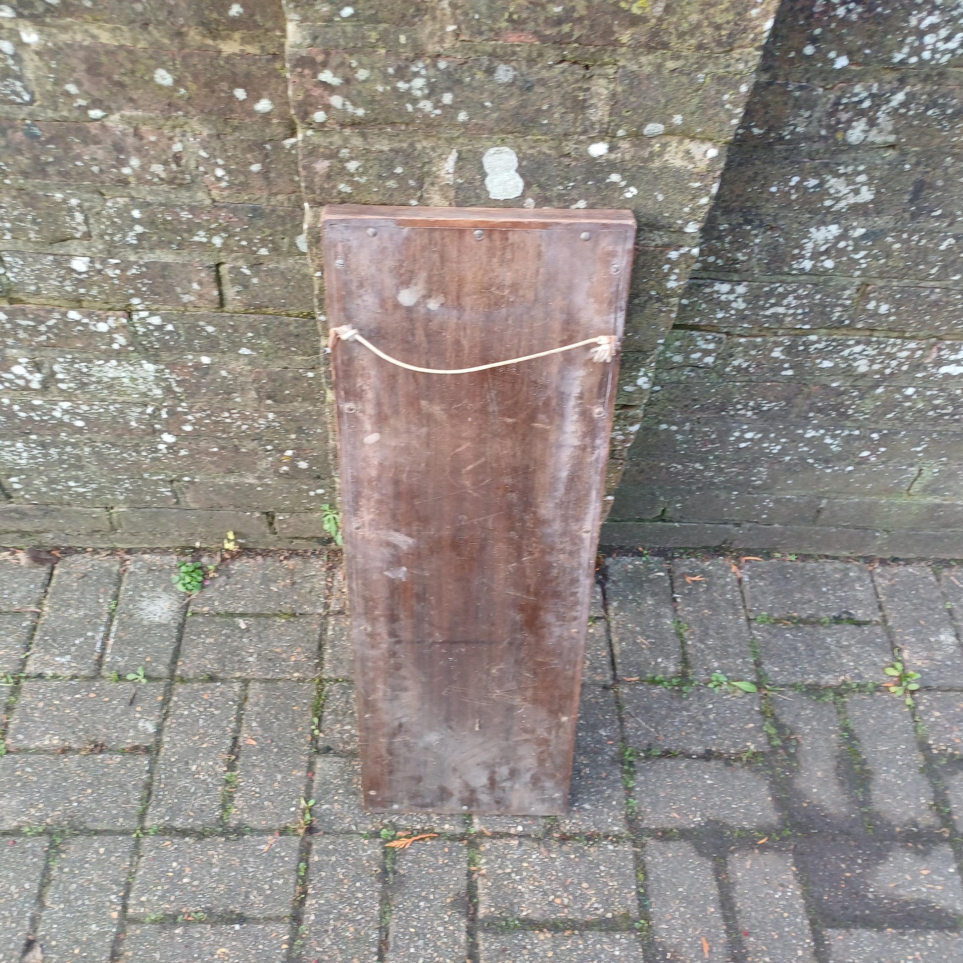 Vintage Antique Long Thin Mahogany Wall Mirror.