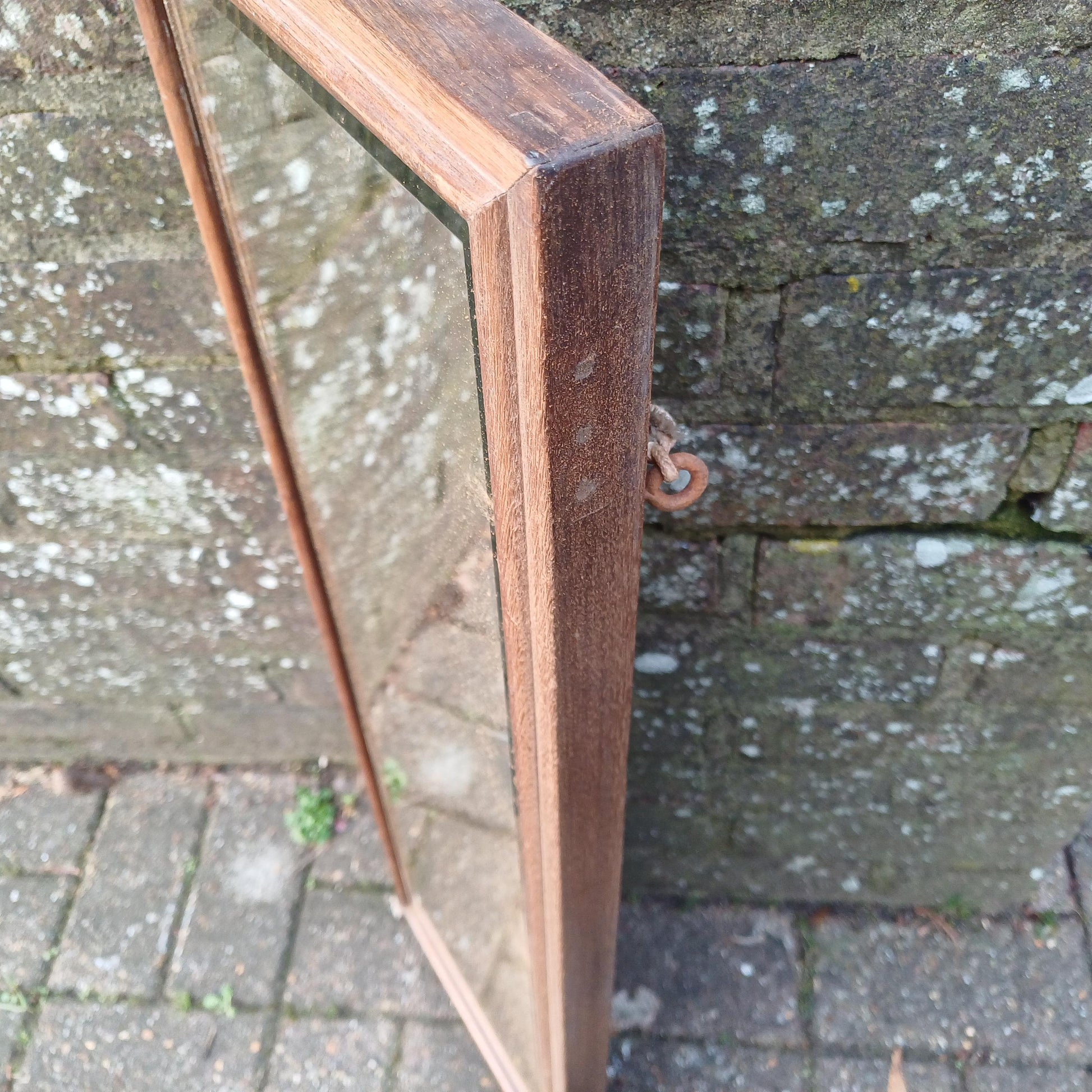 Vintage Antique Long Thin Mahogany Wall Mirror.