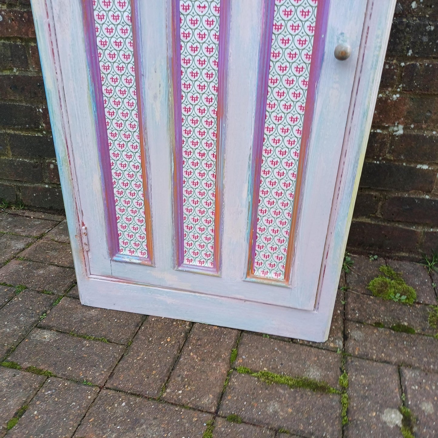 Victorian With Additions. a Very Unusual Vintage Painted Shabby Chic Wall Cupboard Mad Colours FREE HAND Delivery