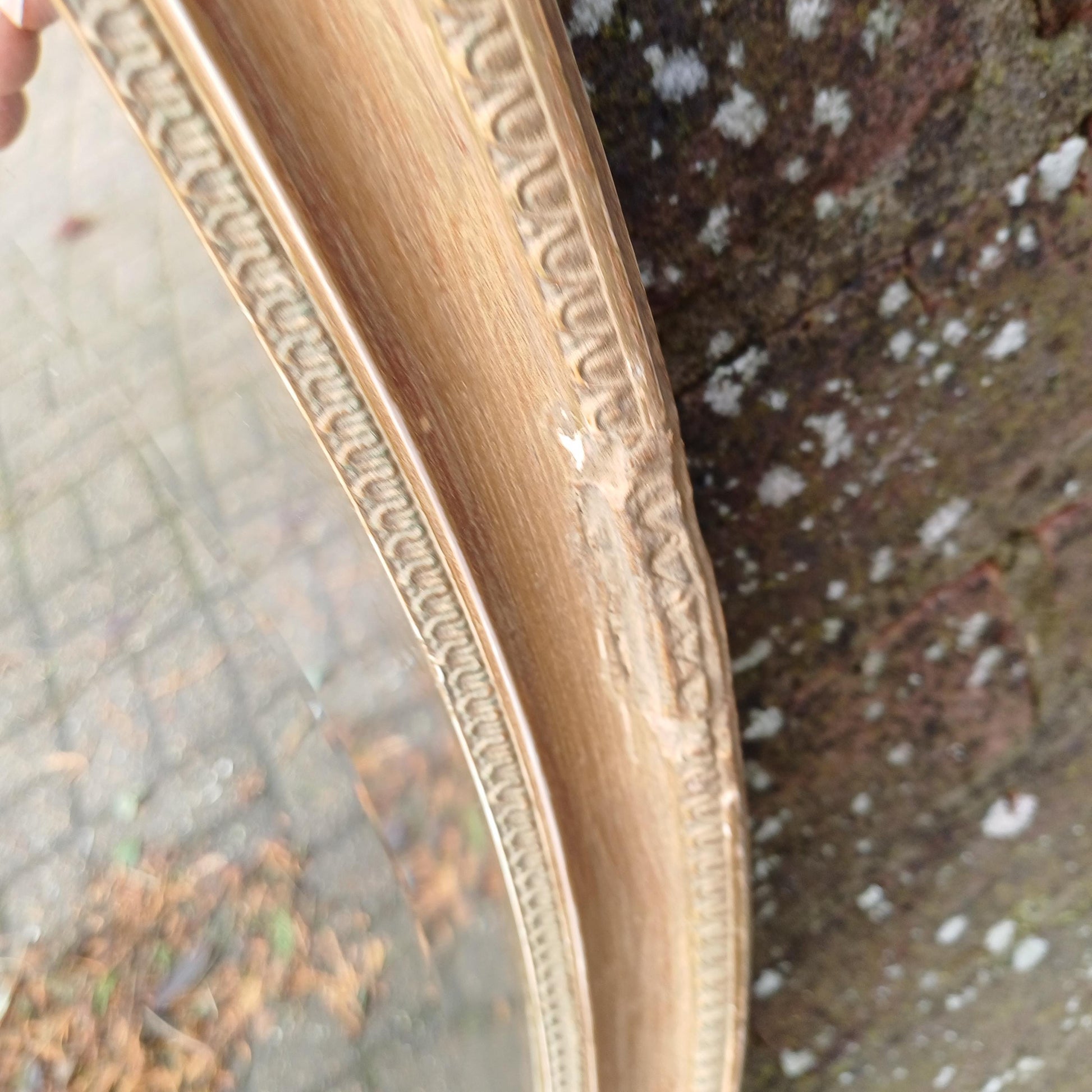 Bespoke Superior Vintage Oval Gold Gilt Antique Mirror – Aged, Worn Effect with Original Thick Bevelled Glass