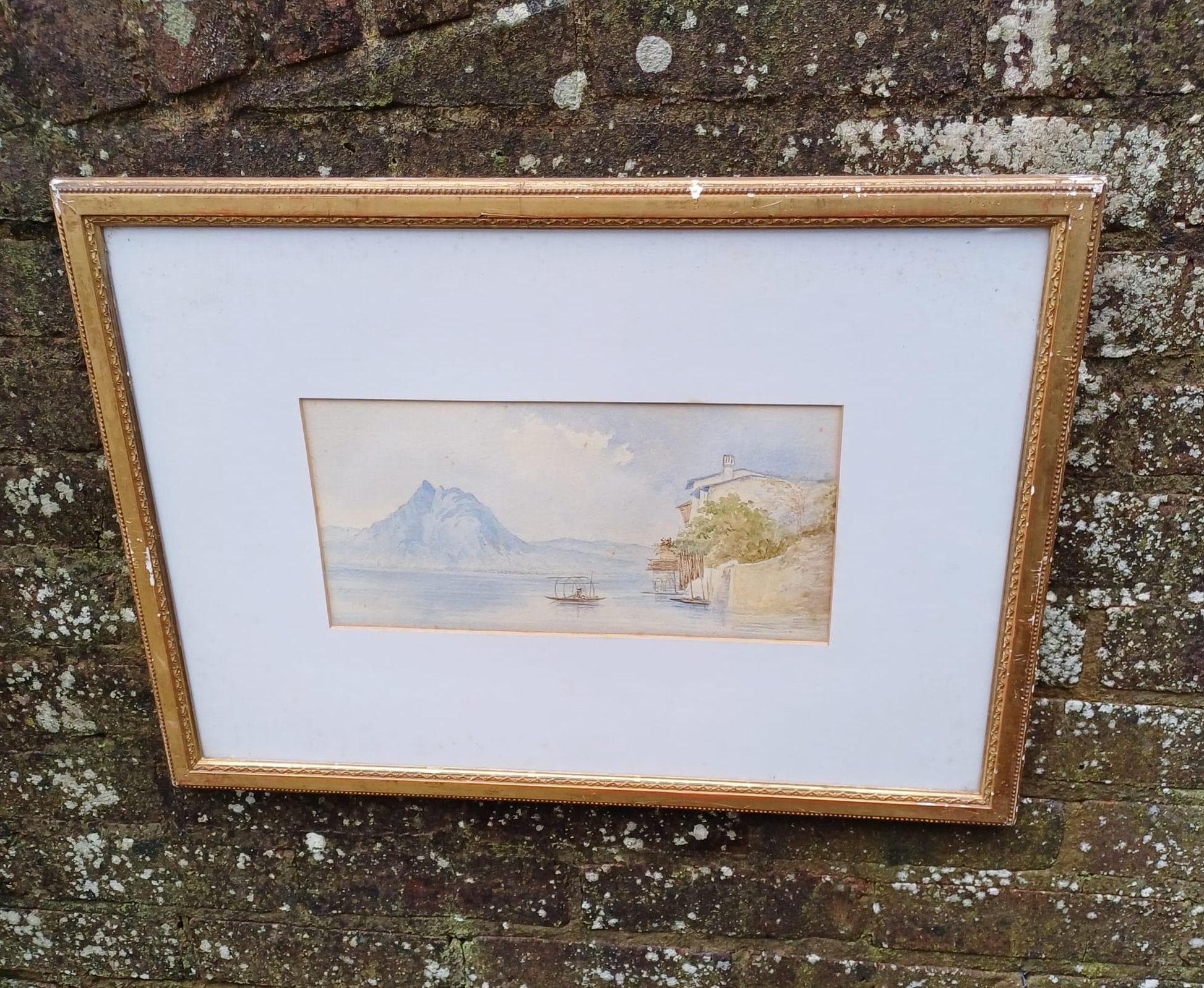 vintage gilt frame with glazing,and a landscape vintage watercolour painting