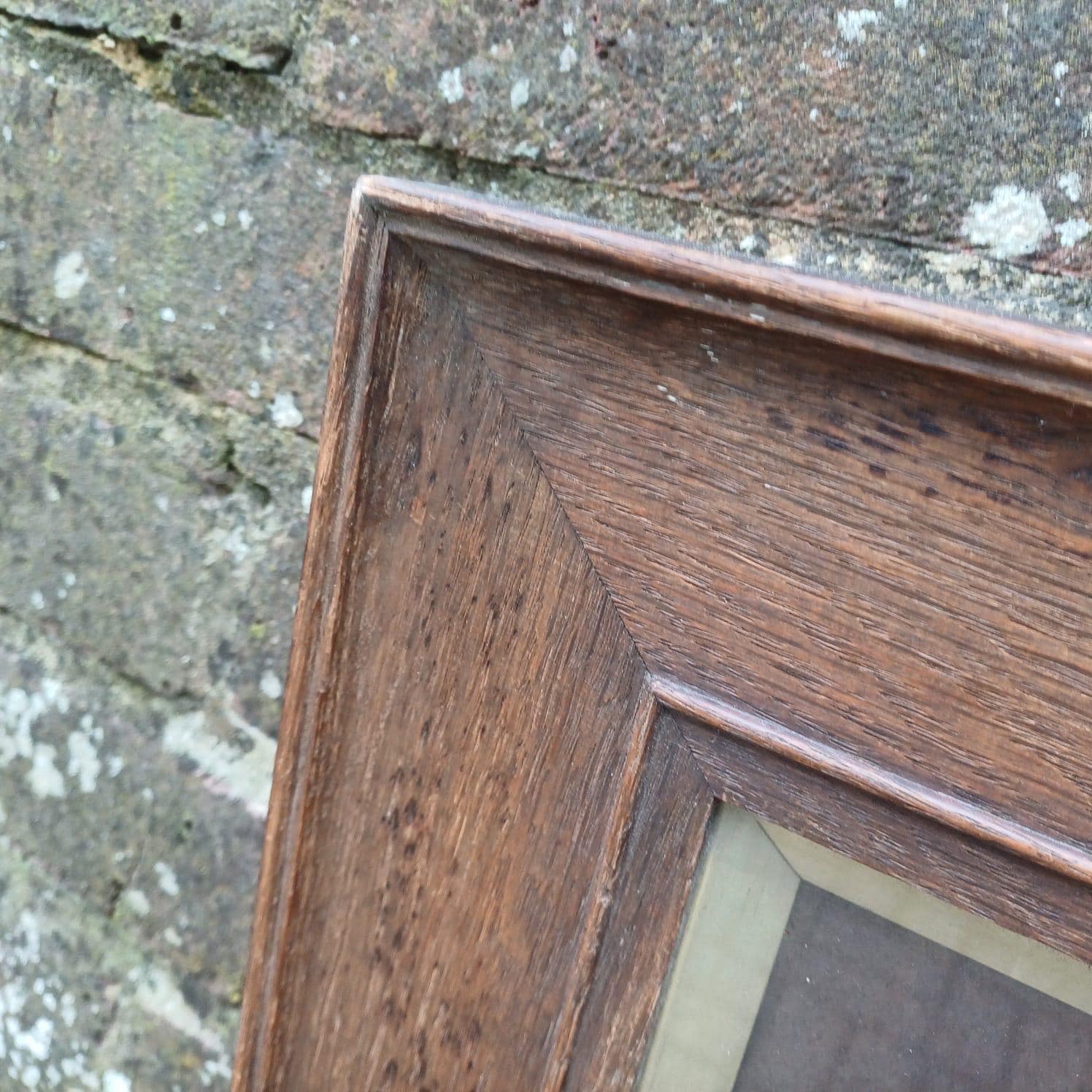 Framed vintage Edwardian photo in stunning wooden antique glazed frame – 1909 antique oak frame, photo by William Skewes, Wigan photographer