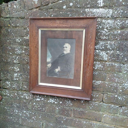 1900s wooden frame with original photo of Edwardian gentleman by William Skewes of Wigan.