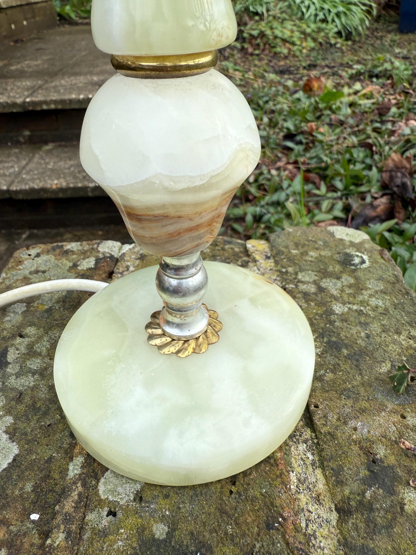 Classic retro onyx and metal vintage table lamp