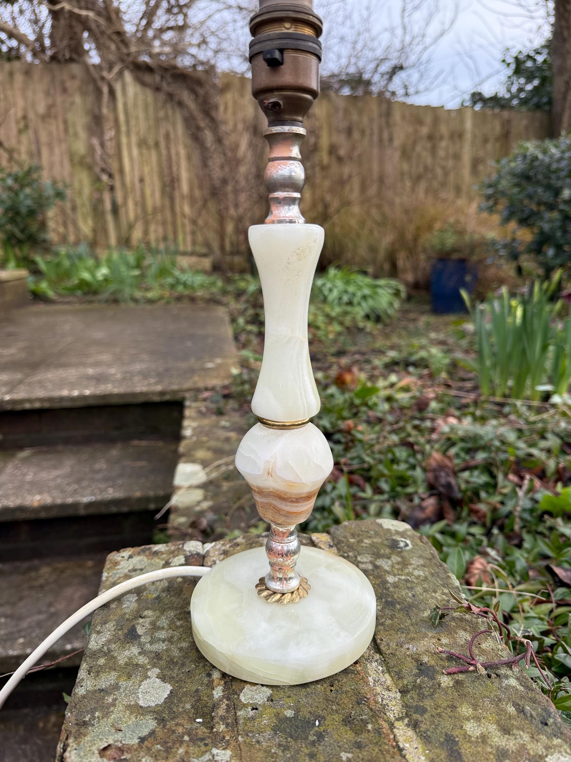 Classic retro onyx and metal vintage table lamp