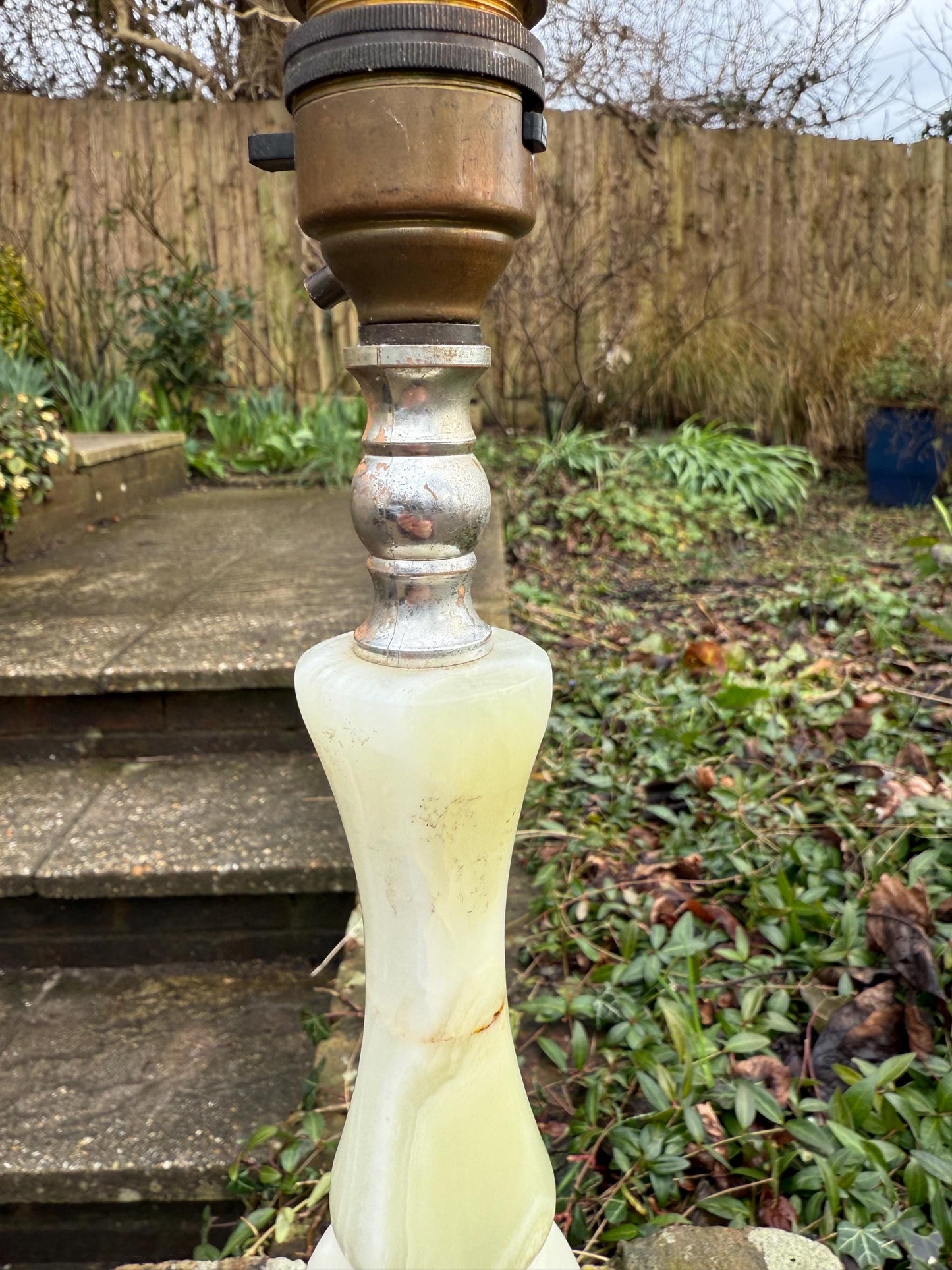 Classic retro onyx and metal vintage table lamp