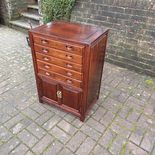 Vintage Chinese Oriental Style Silverware Cutlery Collectors Cabinet Drawers