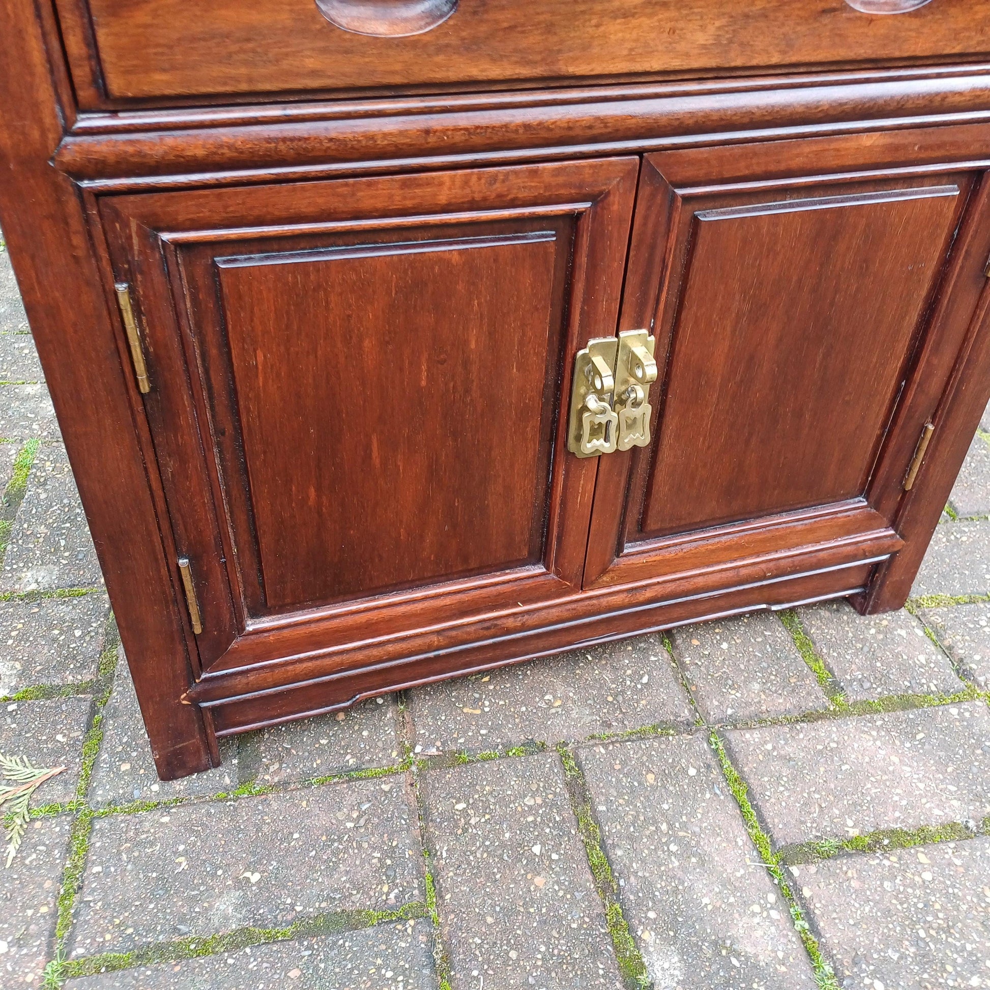 Vintage Chinese Oriental Style Silverware Cutlery Collectors Cabinet Drawers