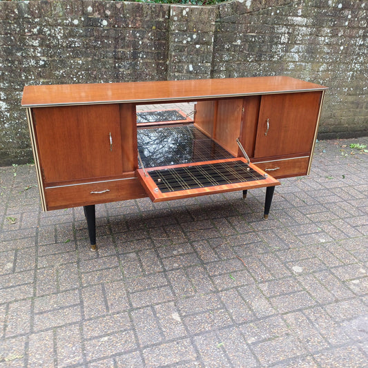 Mid-Century Vintage Retro French Cocktail Sideboard with Illuminated Bar Section FREE HAND Delivery.