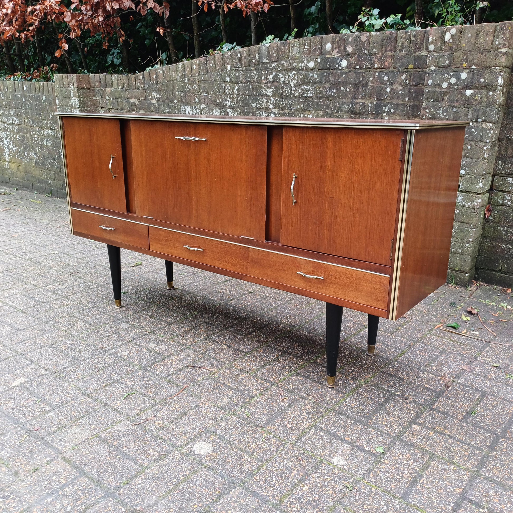 Mid-Century Vintage Retro French Cocktail Sideboard with Illuminated Bar Section FREE HAND Delivery.