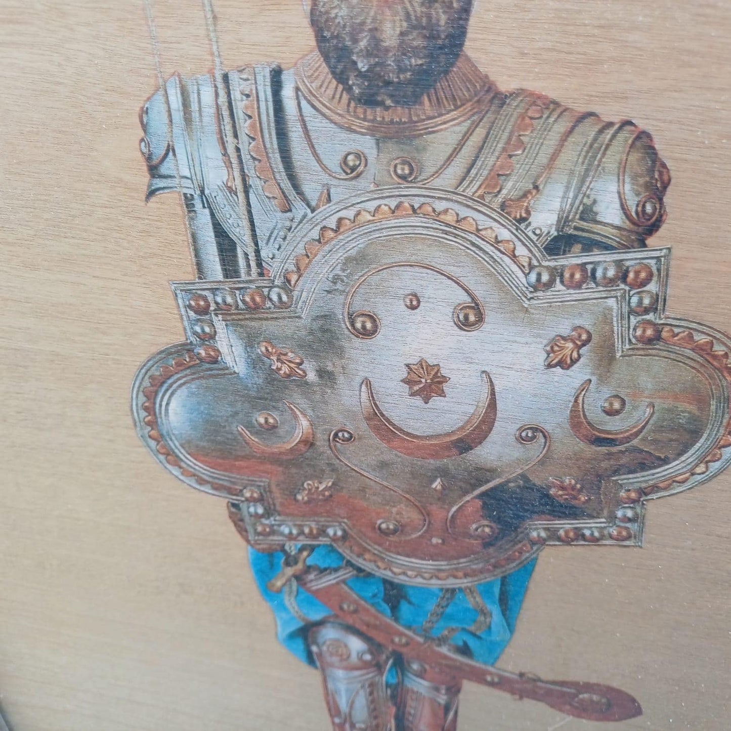Vintage Opera dei Pupi, Sicilian Puppet, Print in Glazed vintage frame, Sabrino a warrior - vintage Sicilian Print, Puppet Print