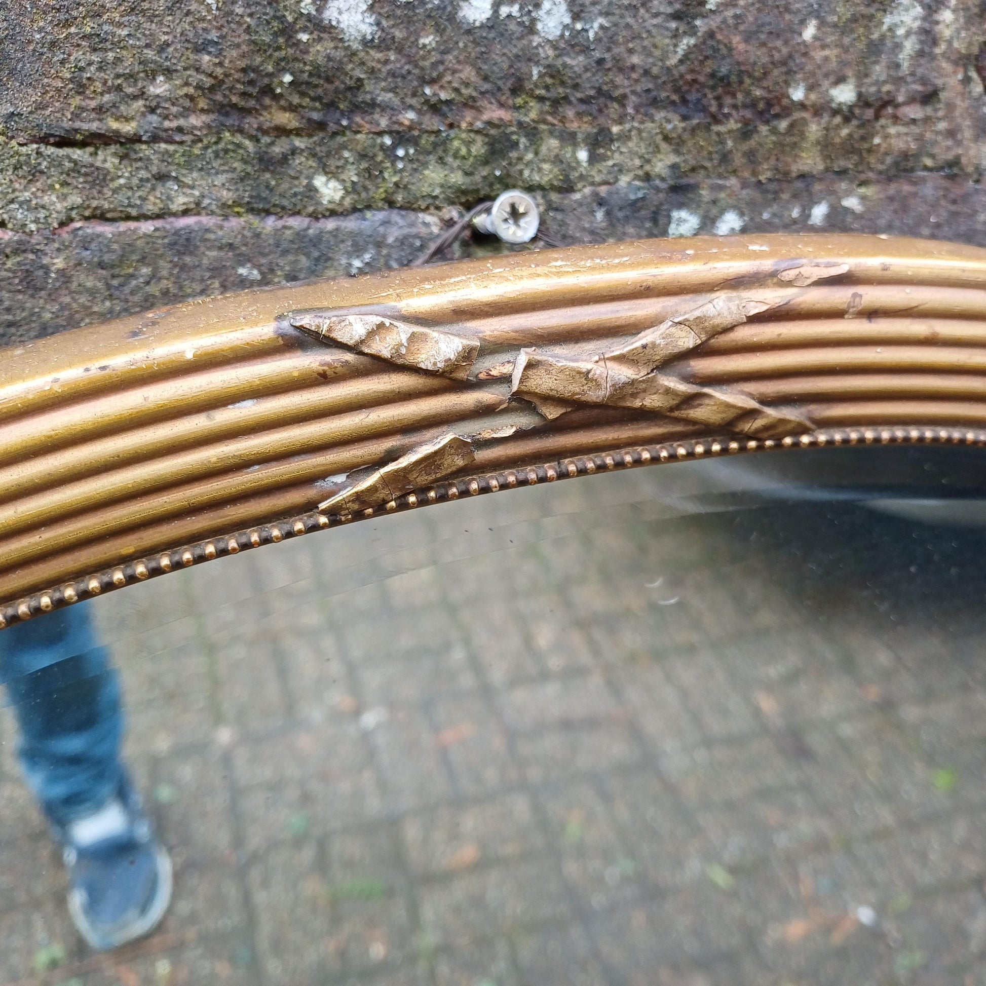 Pretty and Large Victorian Gold Gold Oval Decorative Wall Mirror