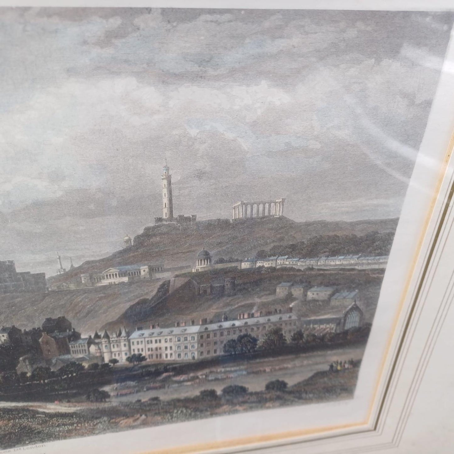 Vintage Print of Edinburgh, panoramic 1870 view, hand coloured engraving by Godfrey & Duncan, and published by Roberts Leete of London