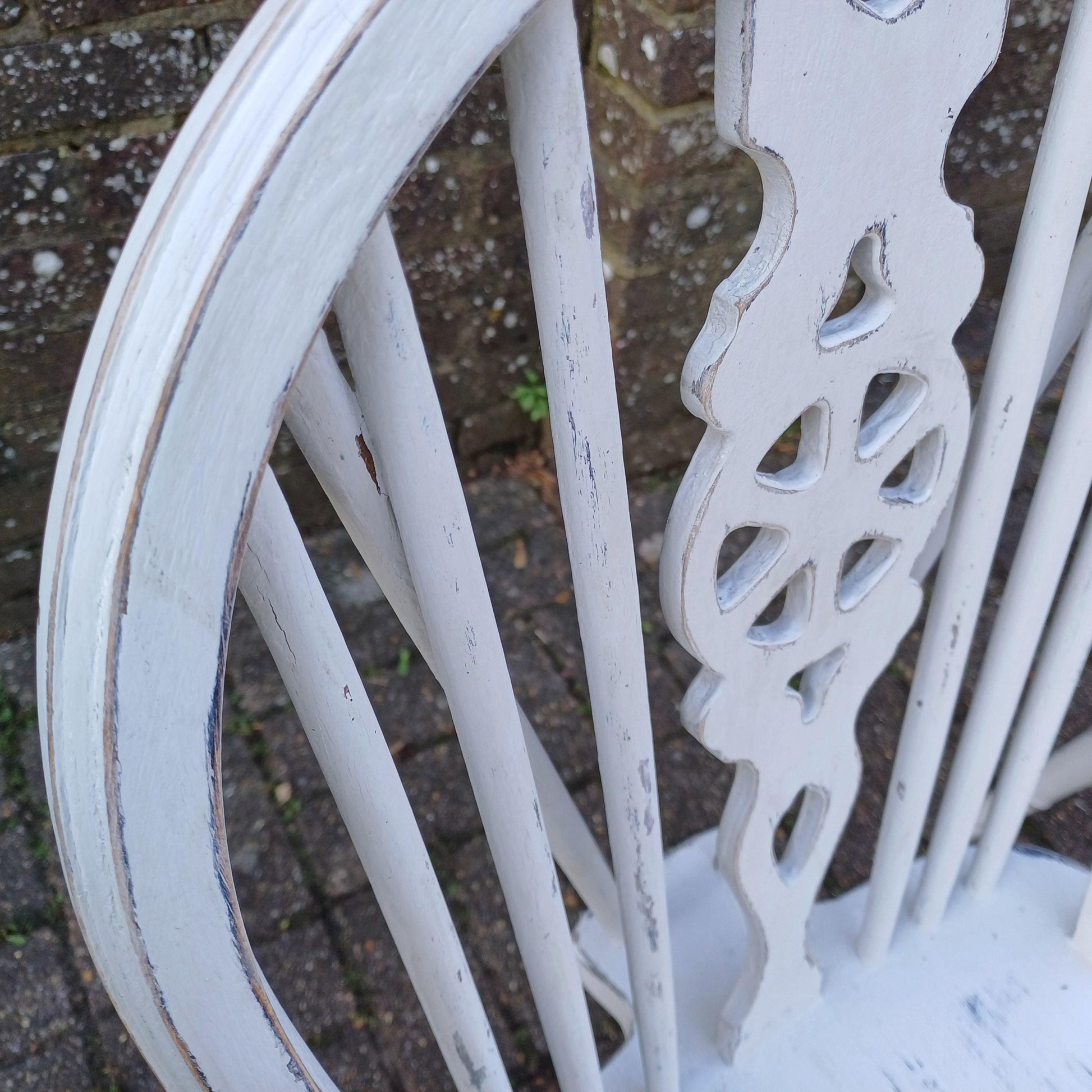 Set of 4 Vintage Hand Painted Upcycled Wheelback Kitchen or Dining Chairs 60s/70s Very Solid FREE HAND Delivery Very Light Grey