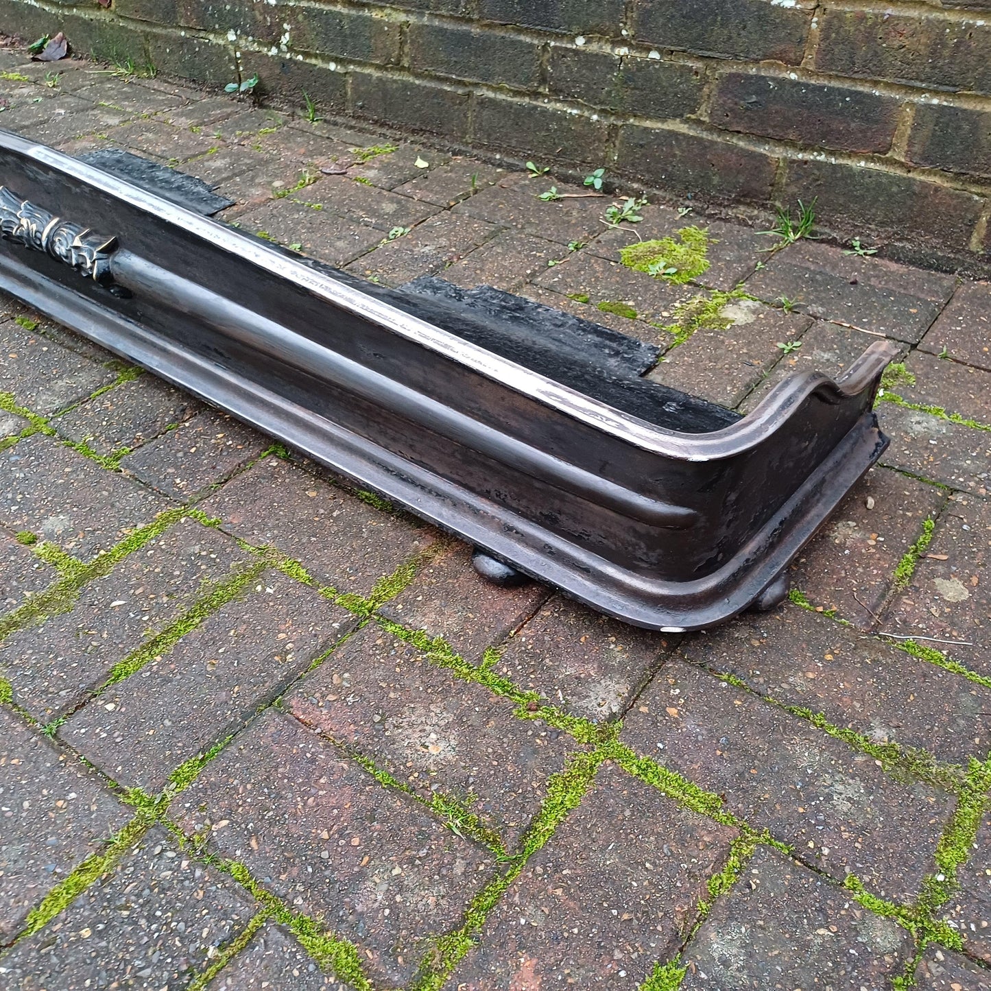 Huge Stripped Heavy Iron and Brass Fireplace Fender Guard FREE HAND Delivery