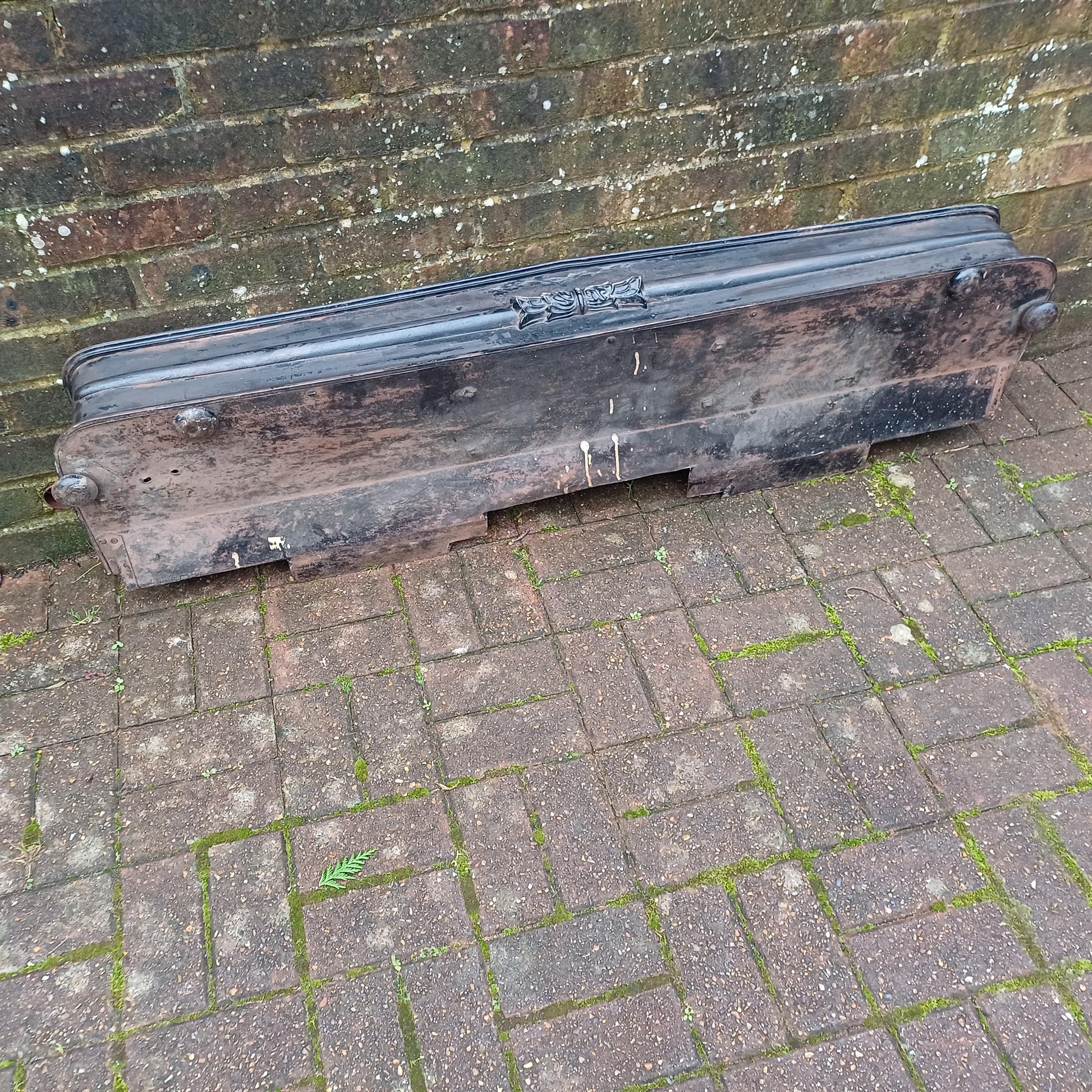 Huge Stripped Heavy Iron and Brass Fireplace Fender Guard FREE HAND Delivery