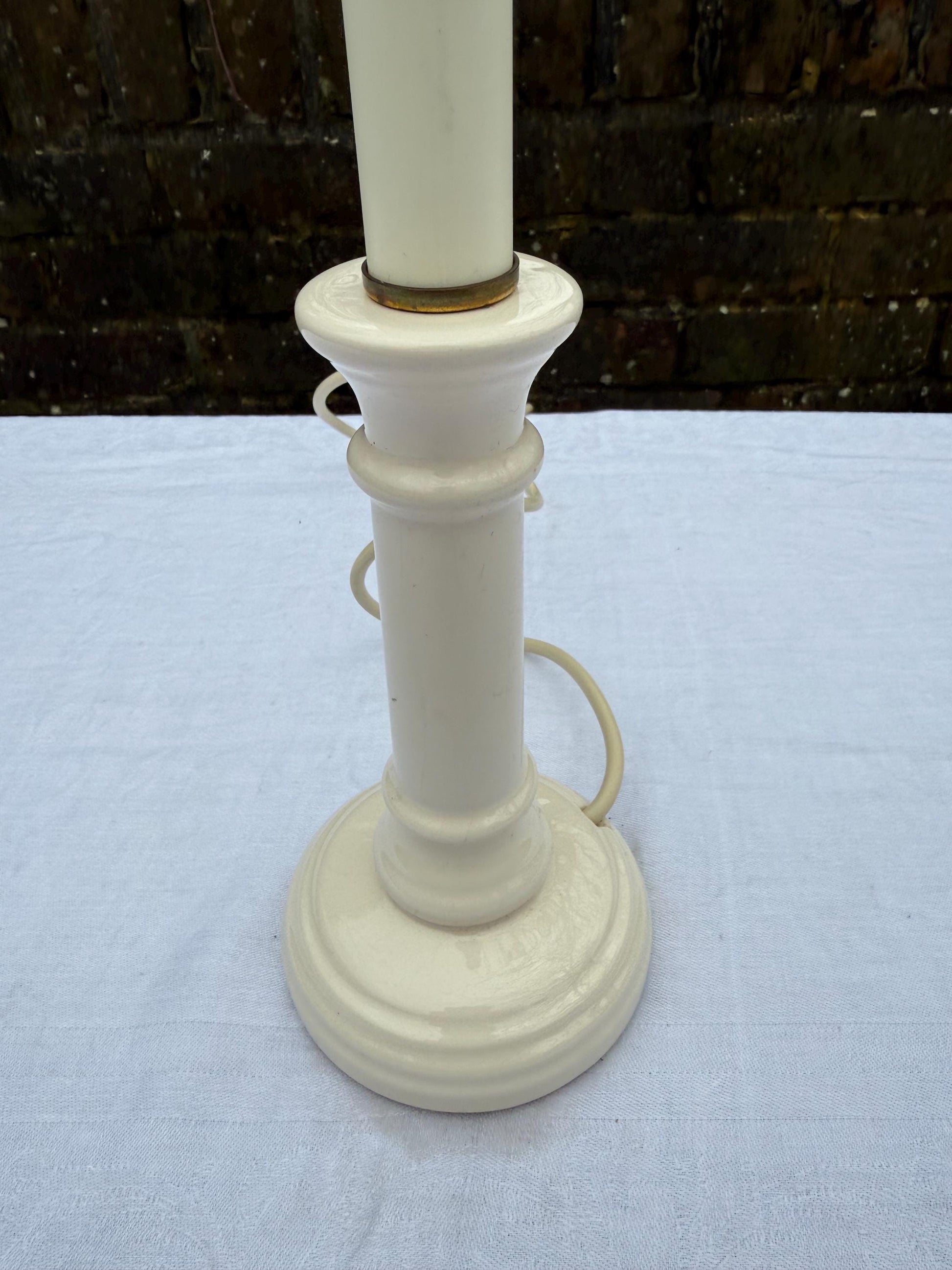 Vintage M&S Cream Candlestick Table Lamp - Marks and Spencer lamp, PAT tested
