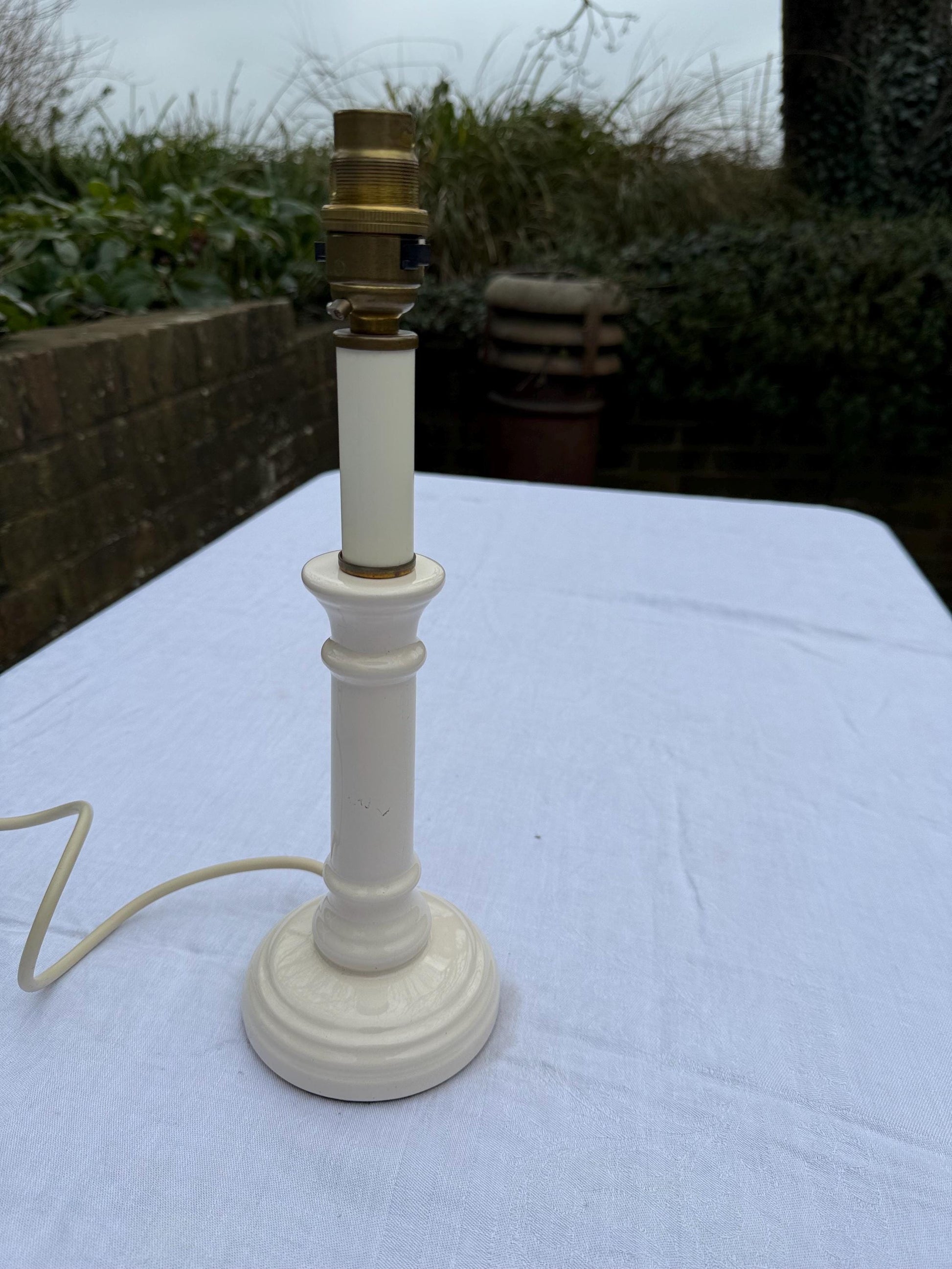 Vintage M&S Cream Candlestick Table Lamp - Marks and Spencer lamp, PAT tested