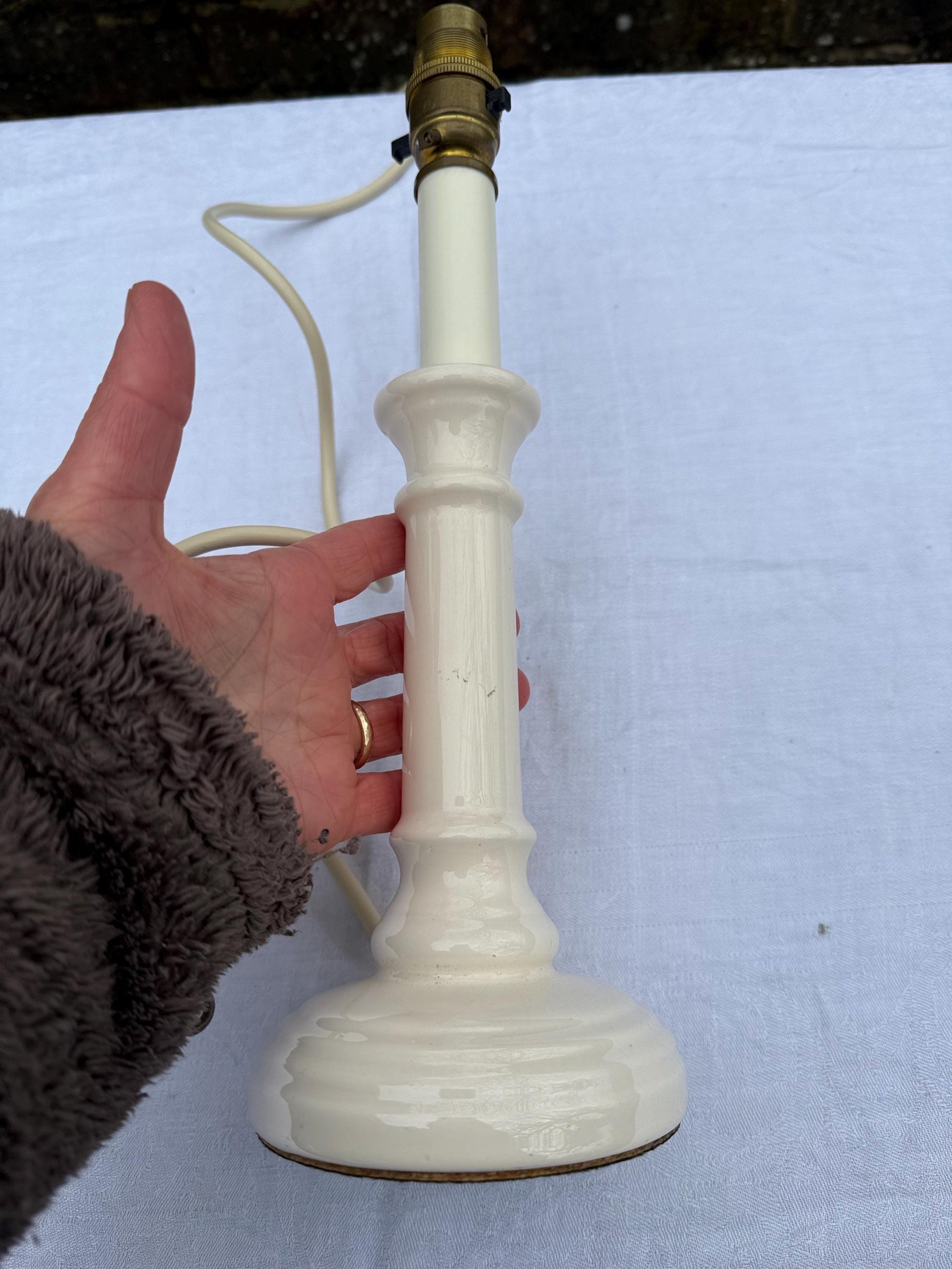 Vintage M&S Cream Candlestick Table Lamp - Marks and Spencer lamp, PAT tested
