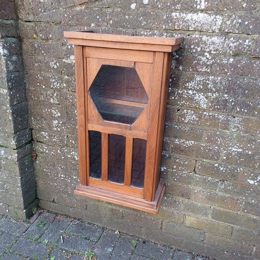 Quirky French Upcycled Glazed Storage or Display Cupboard – Stripped Glass Shelf Clock Conversion