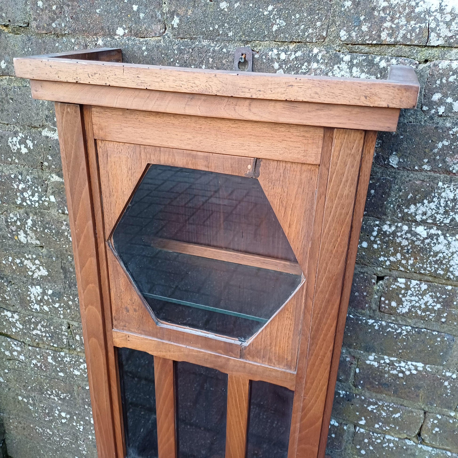 Quirky French Upcycled Glazed Storage or Display Cupboard – Stripped Glass Shelf Clock Conversion