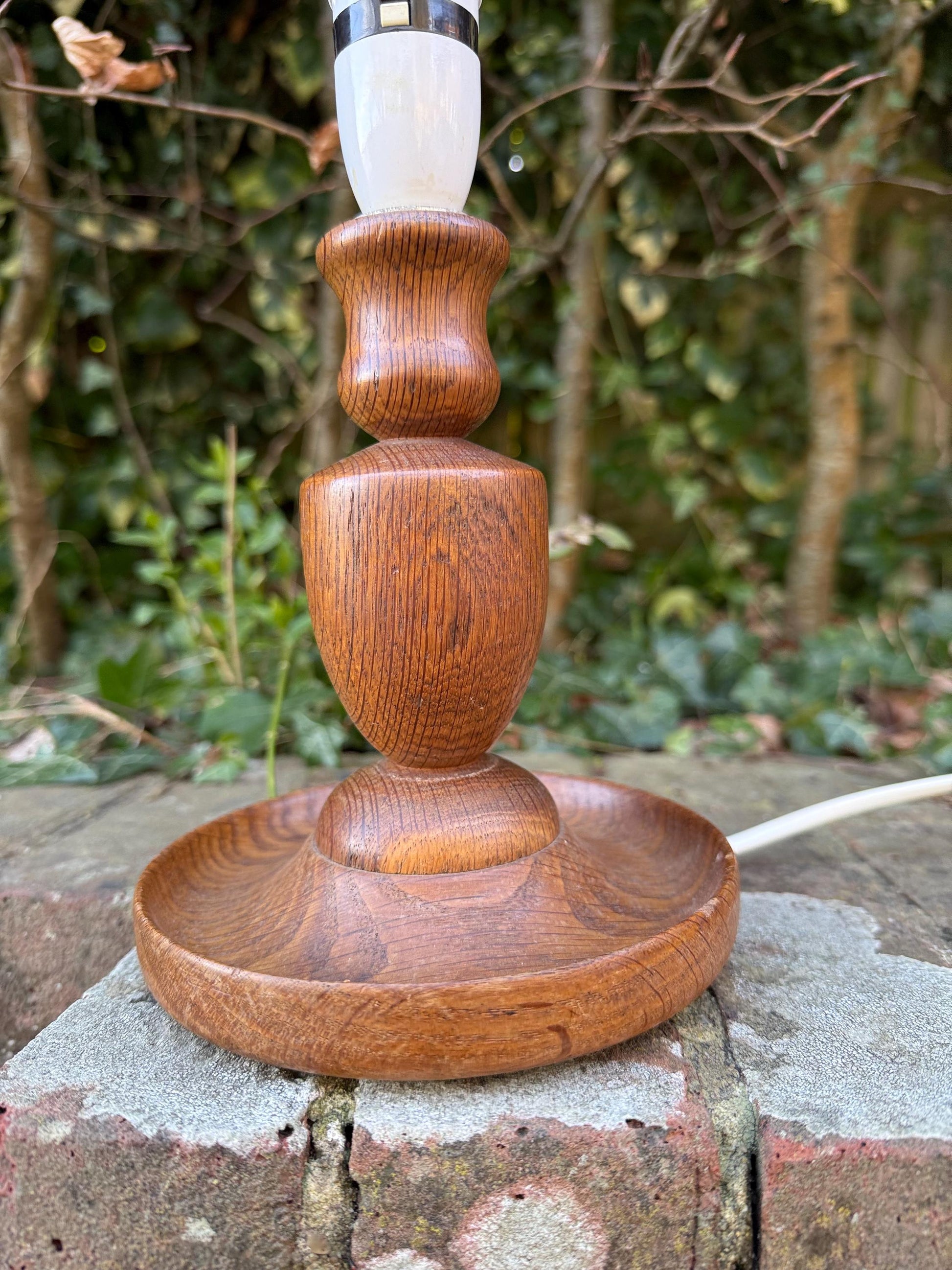 Retro vintage wooden OAK table lamp, oak lamp, working table lamp