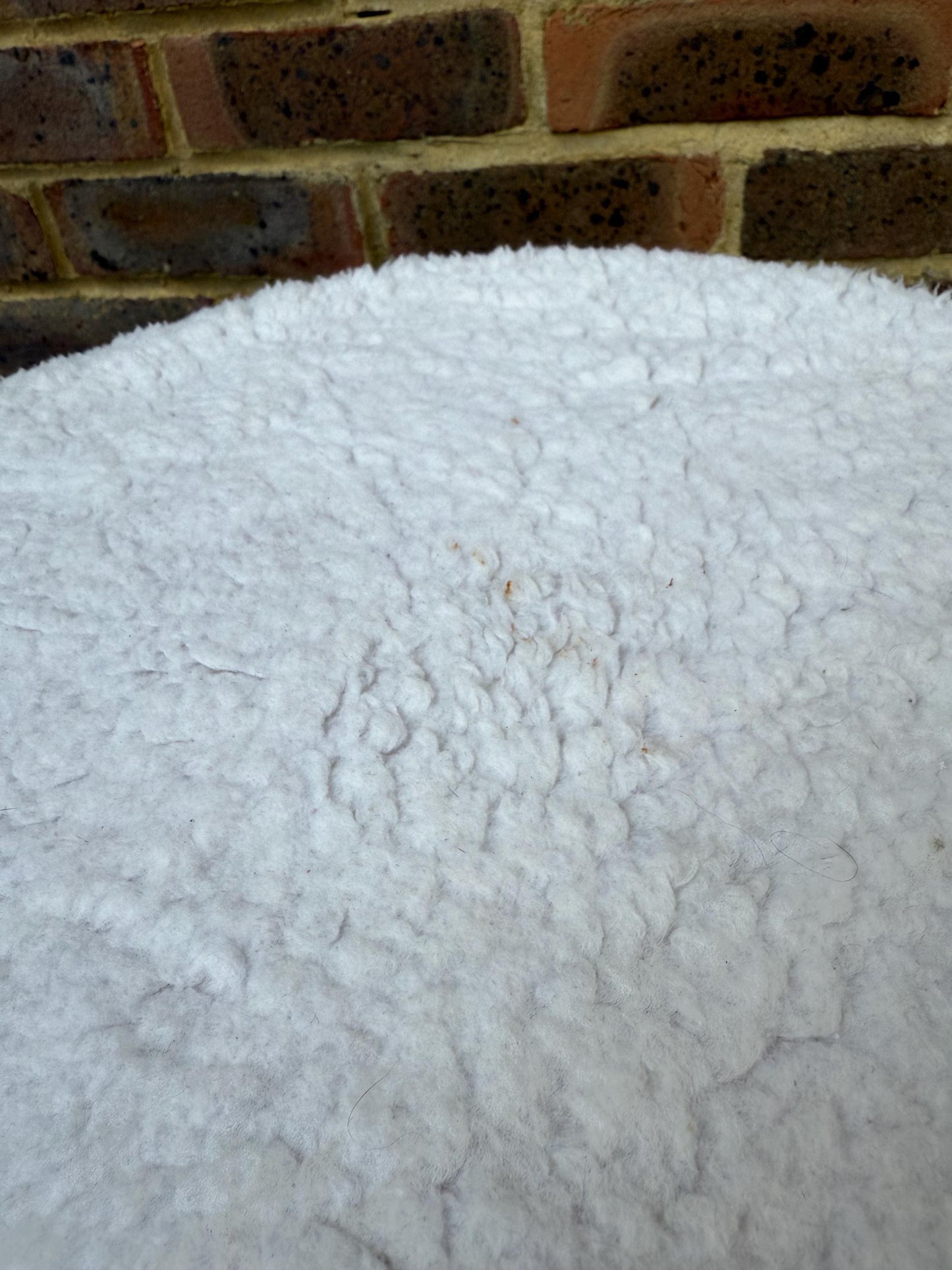 Vintage Sherborne Faux Fur White Wooden stool - 1970s/80s