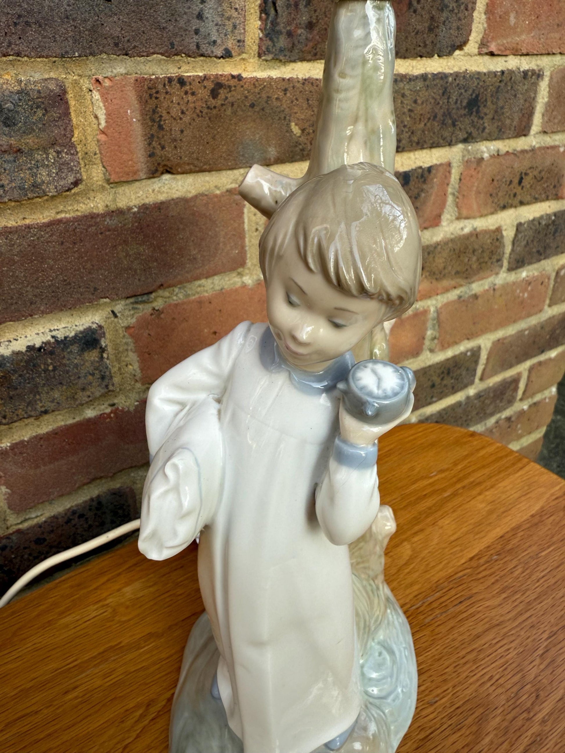 Vintage Lladro Bedtime Table Lamp - Nursery, Child's Room, Bedroom Table Lamp of sleeping boy, Going to Bed, Working, VGC