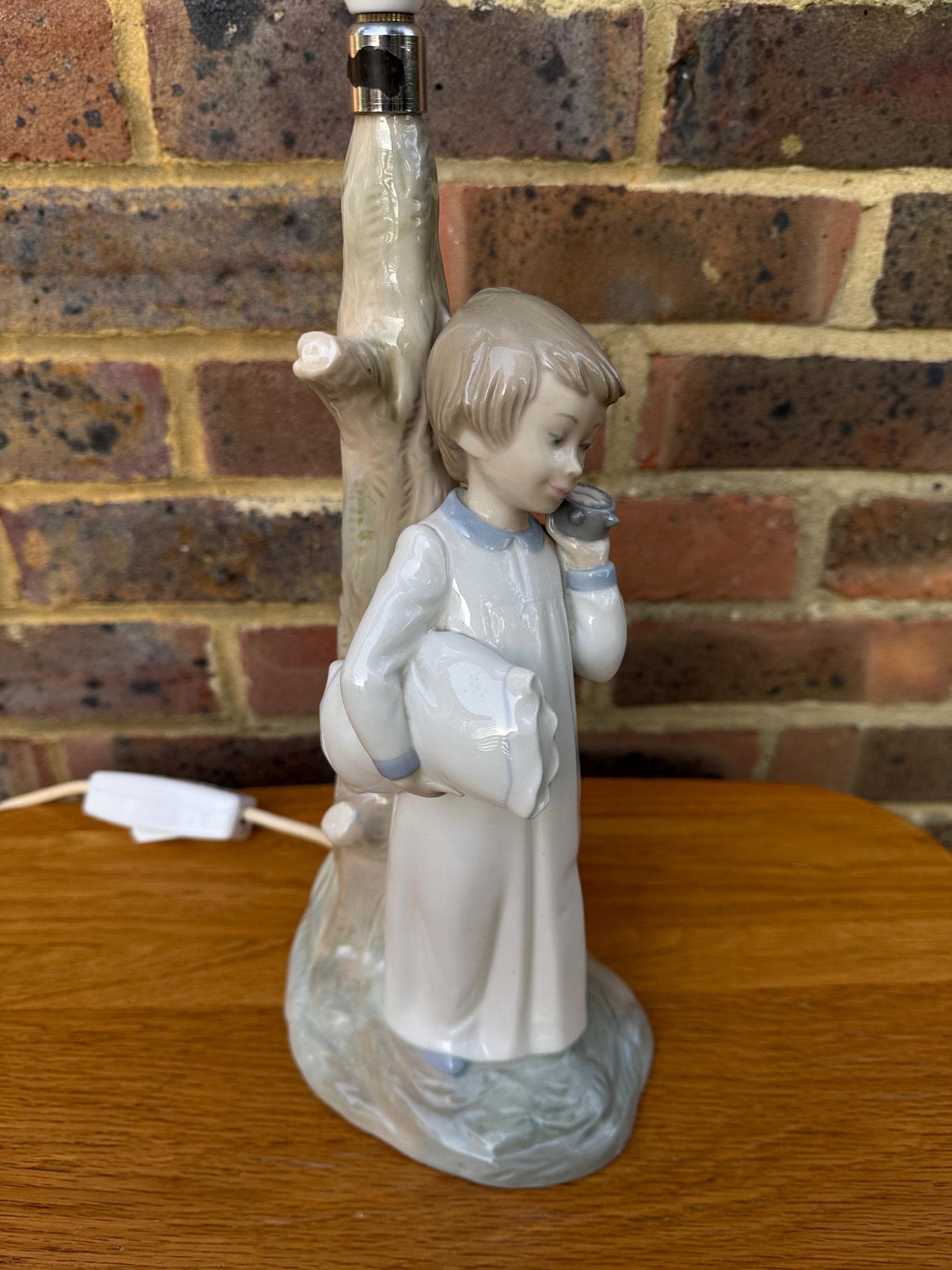 Vintage Lladro Bedtime Table Lamp - Nursery, Child's Room, Bedroom Table Lamp of sleeping boy, Going to Bed, Working, VGC