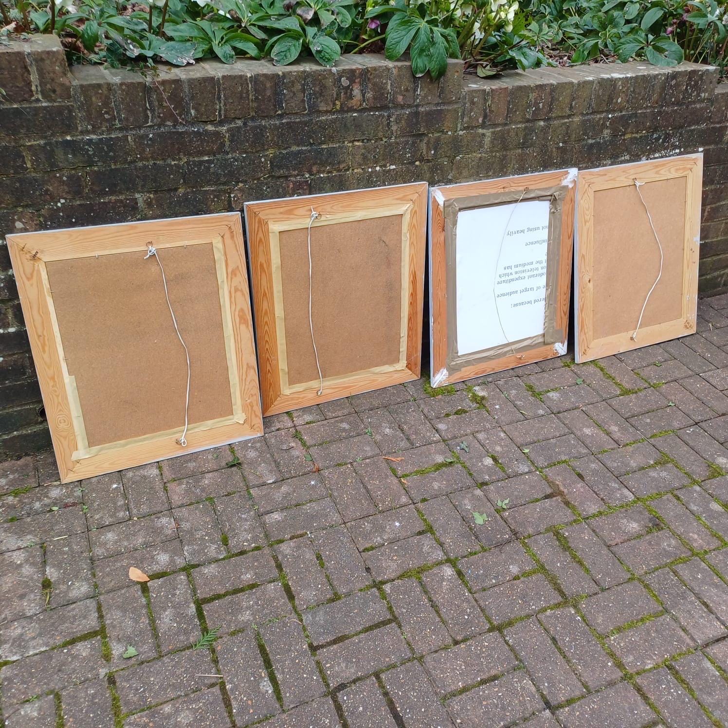 Four Large Painted Grey and Gold Pine Wooden Frames, Ready to Hang (approx 55cm x 65cm)