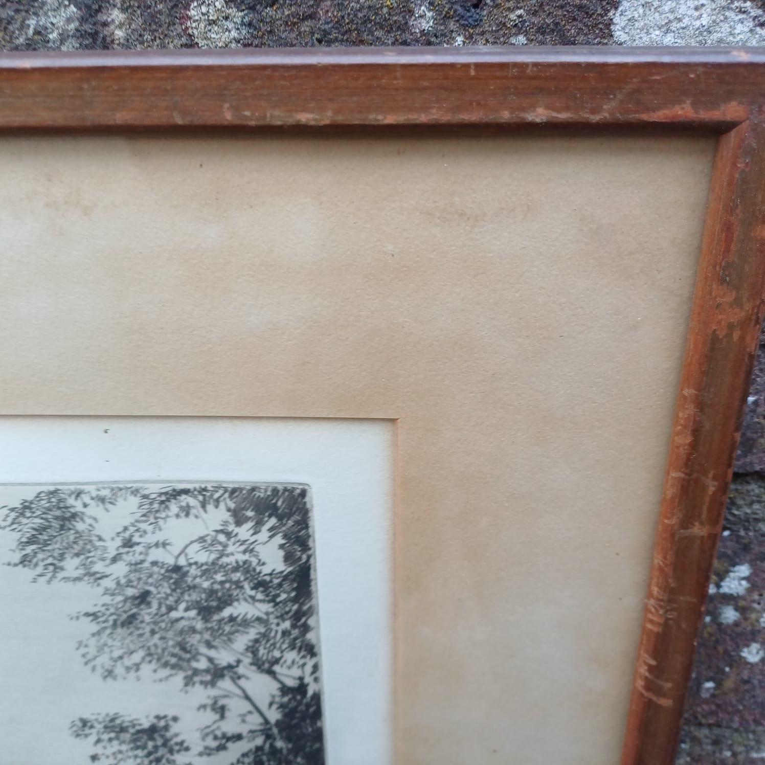 Early 1900s Etching signed print of Loch Lomond, Scotland, by Andrew Watson Turnbull (1874-1957). Gallery Proof. Vintage Glazed Frame.