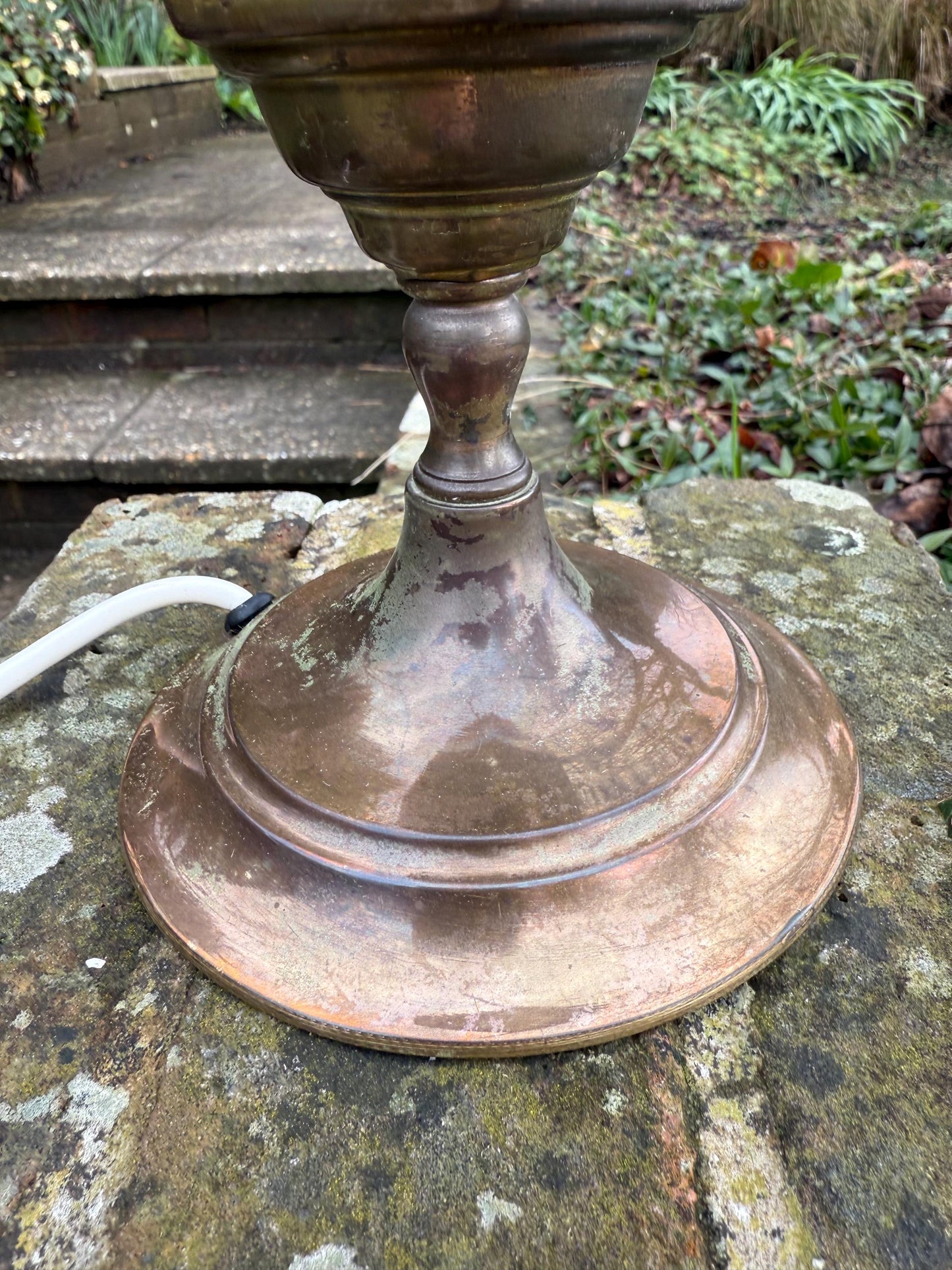 Unusual 1970s mock lantern table lamp, working vintage table lamp
