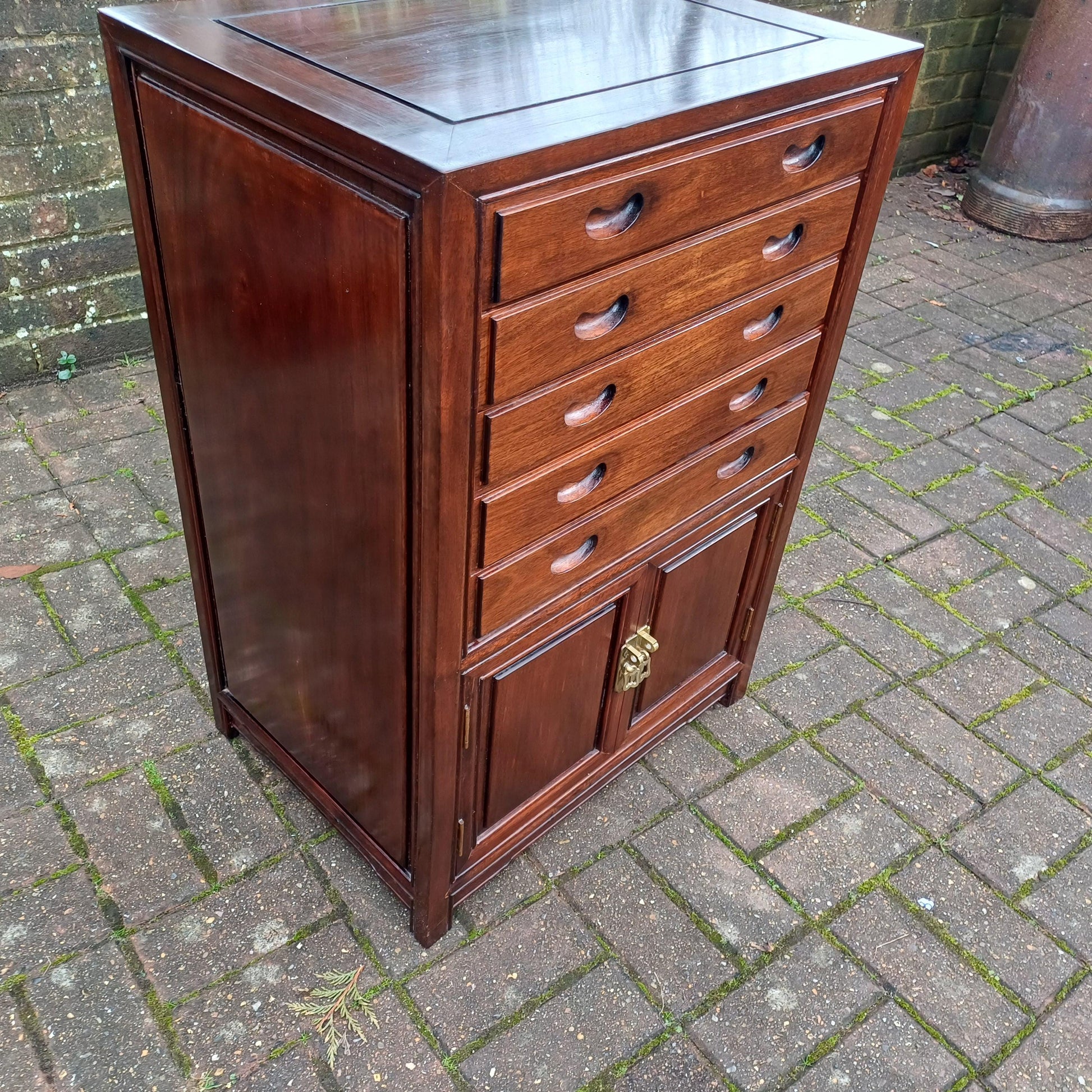 Vintage Chinese Oriental Style Silverware Cutlery Collectors Cabinet Drawers